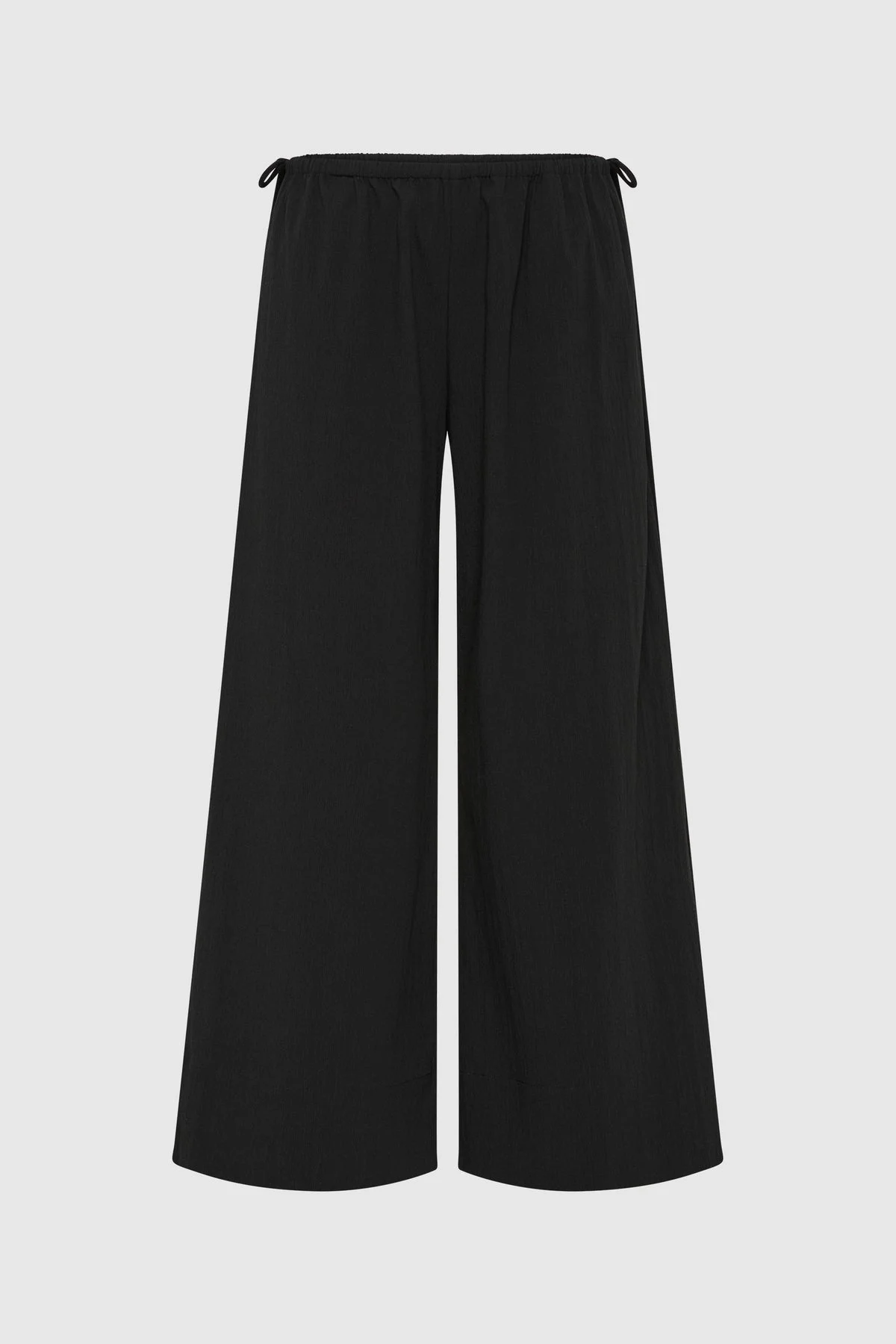 Cropped Drawstring Pants - Black - 1