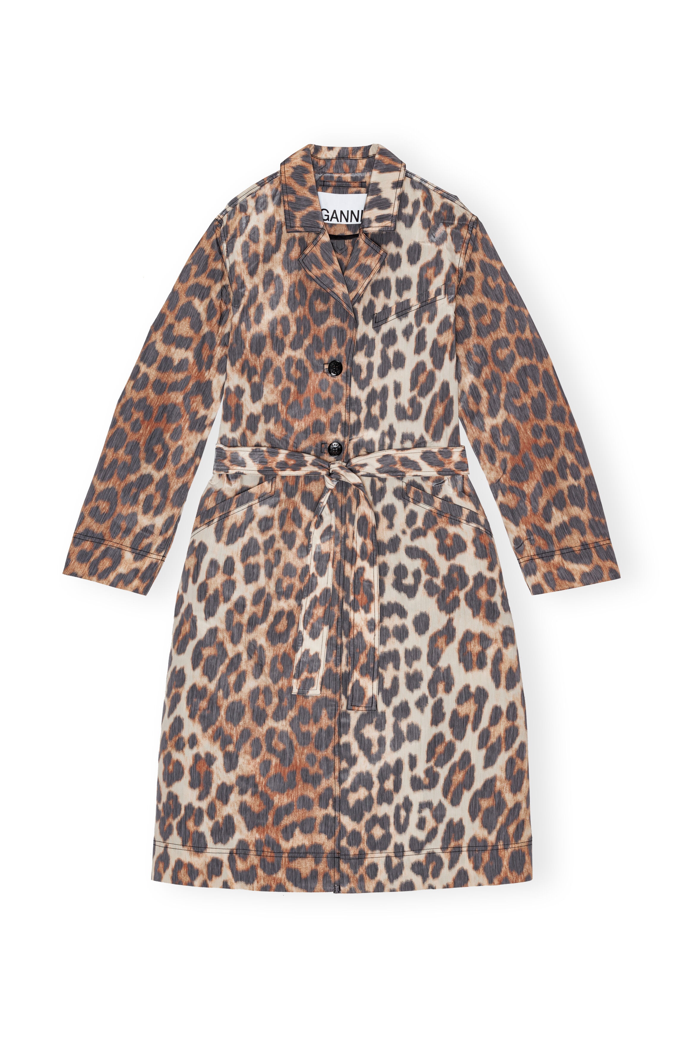 LEOPARD CRISPY SHELL BELT COAT - 1