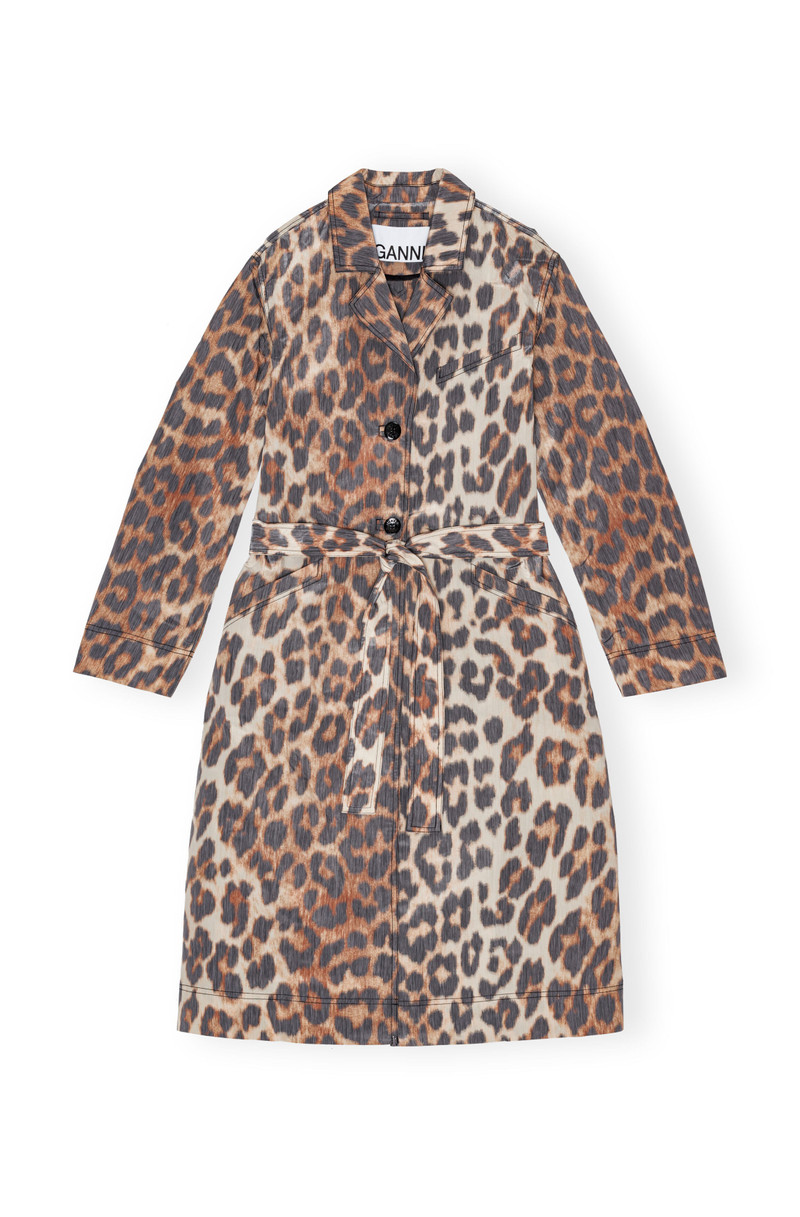 LEOPARD CRISPY SHELL BELT COAT 1