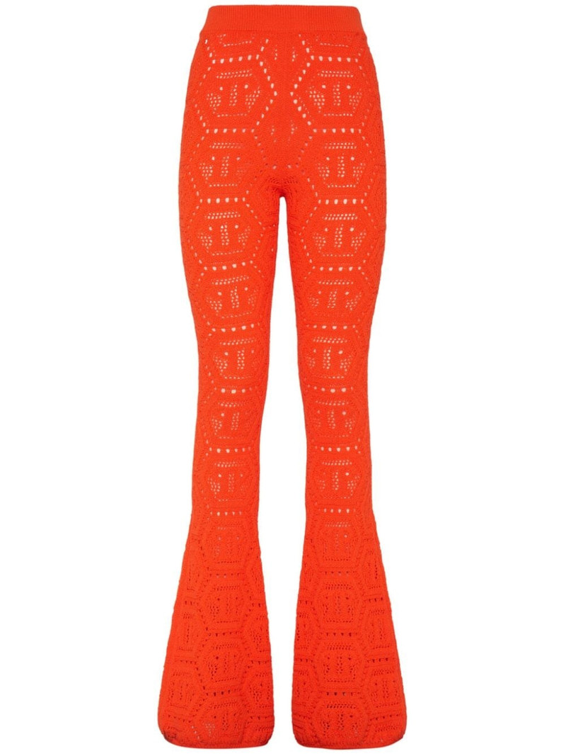 monogram-intarsia bootcut trousers 1