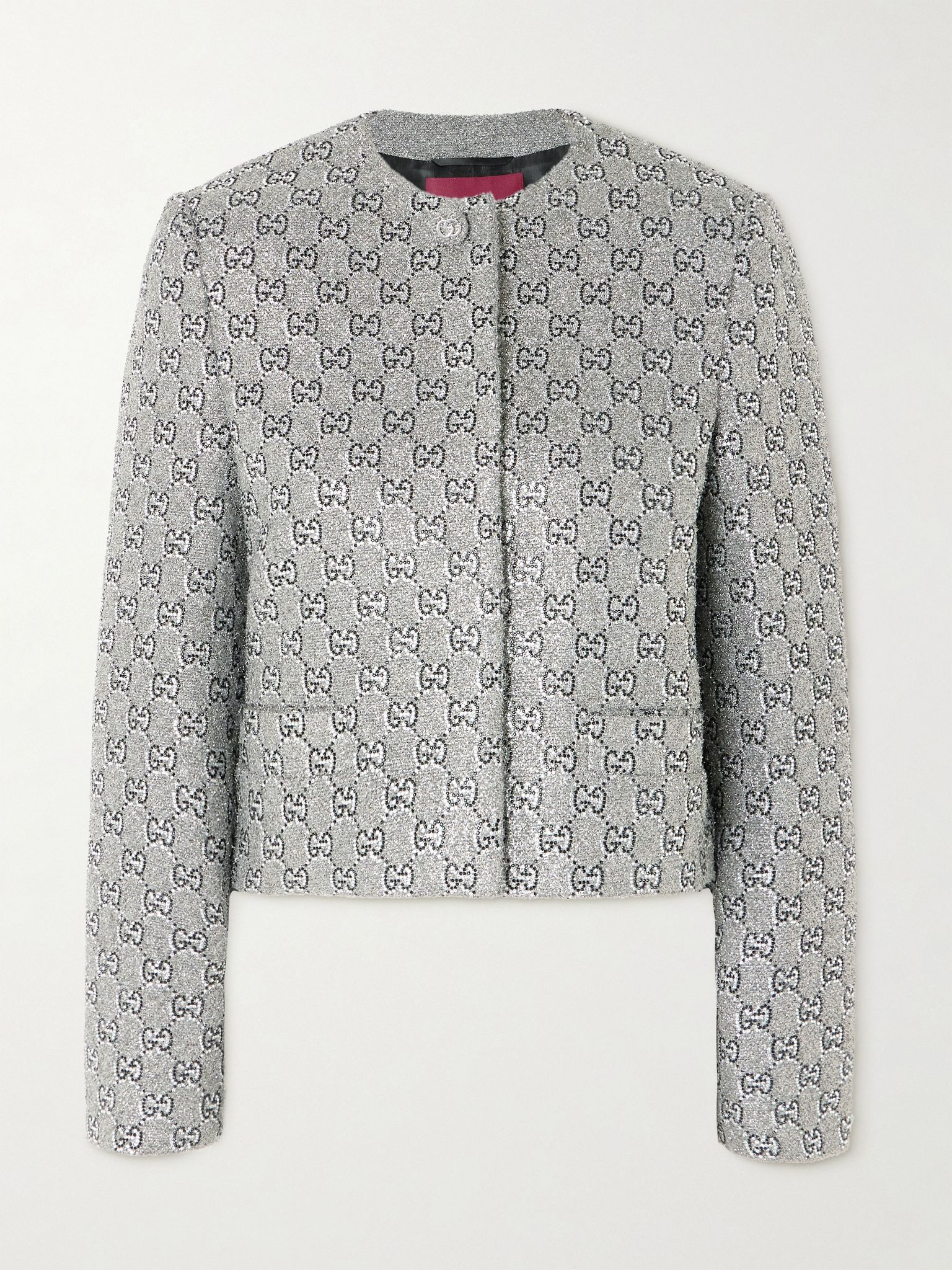Crystal-embellished metallic tweed jacket Dark gray - 1