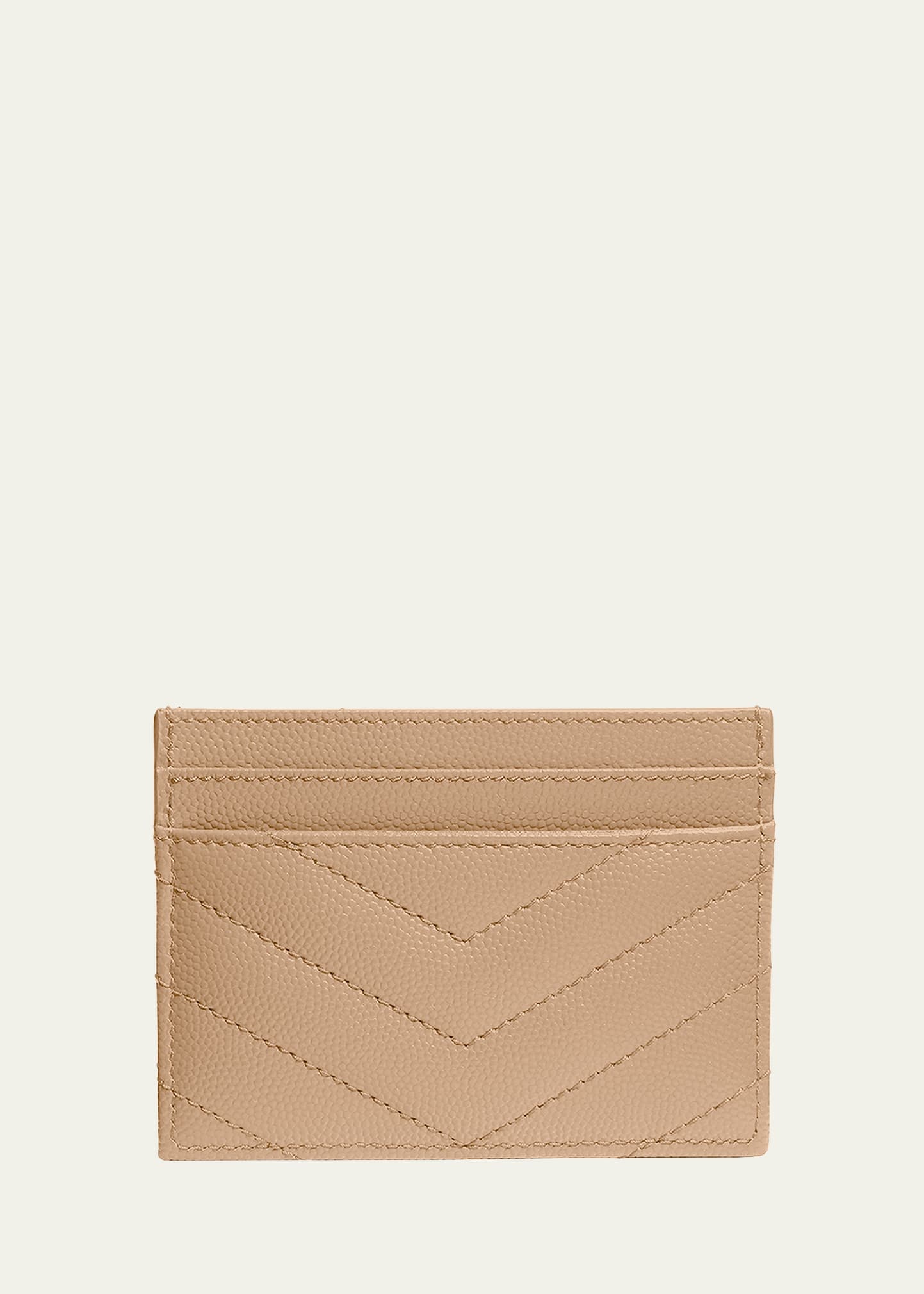 YSL Grain de Poudre Leather Card Case, Golden Hardware - 2
