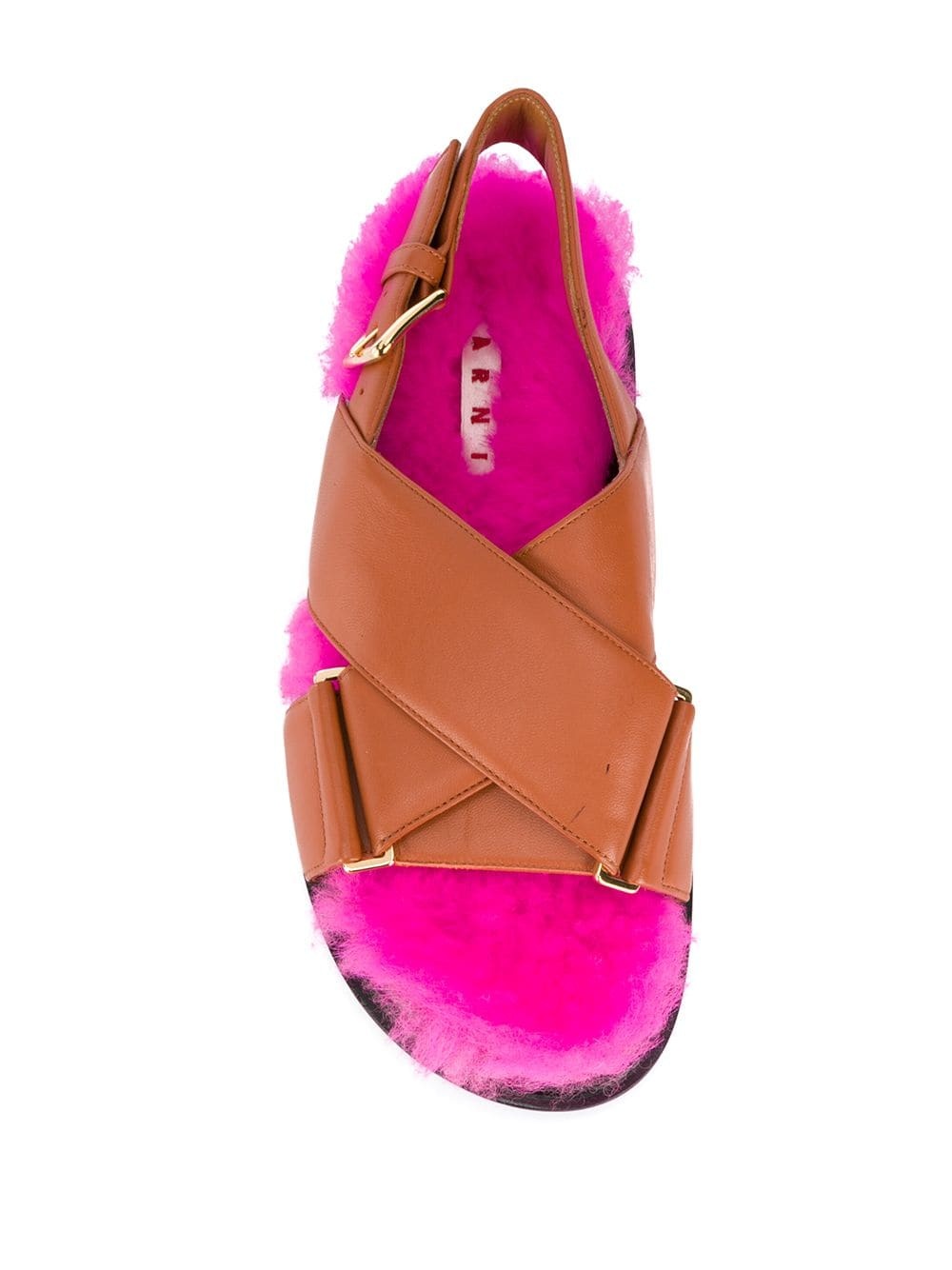 fur-lined strapped flat sandals - 4