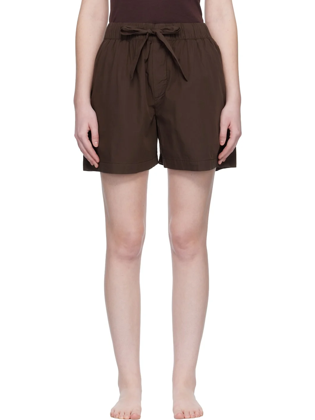 Brown Poplin Pyjama Shorts - 1