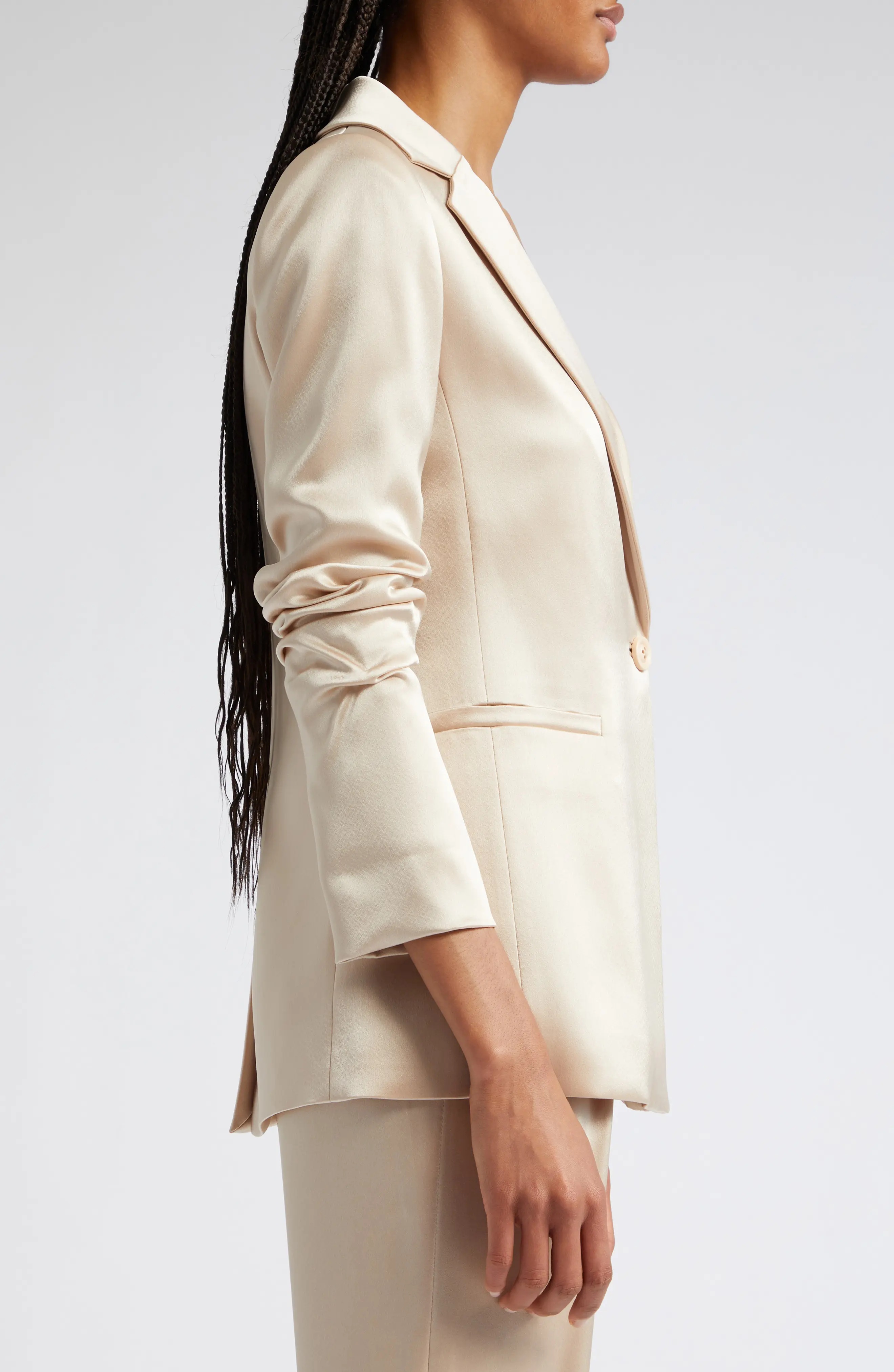 Pailey Fitted Satin Blazer - 4