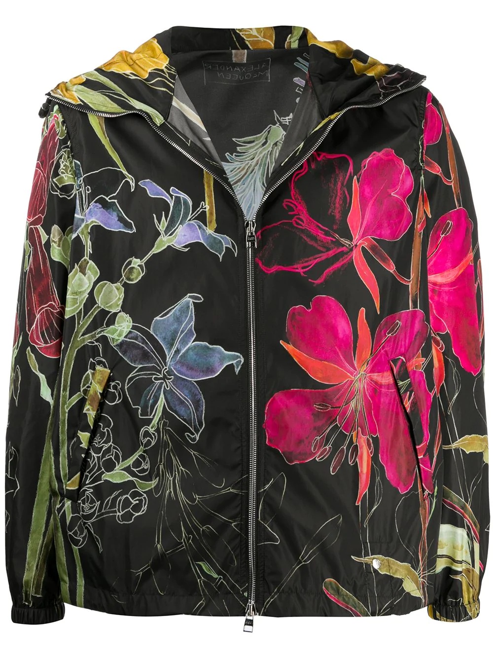 floral-print hooded jacket - 1