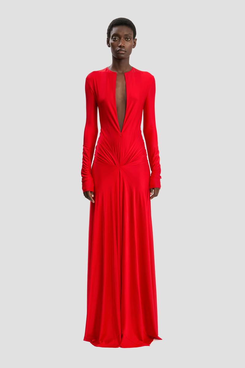Victoria Beckham Cut-Out Gown In Cardinal Red outlook