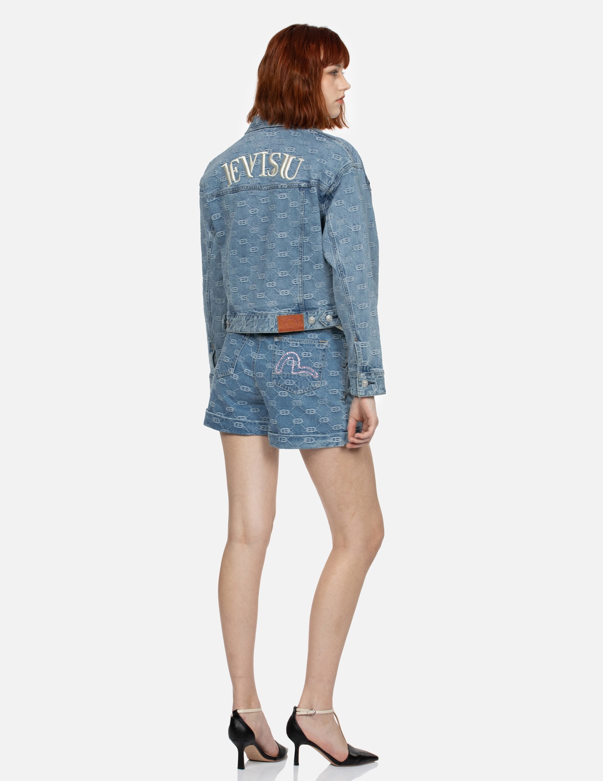 ALLOVER LOGO AND SEAGULL EMBROIDERY LOOSE FIT DENIM JACKET - 3