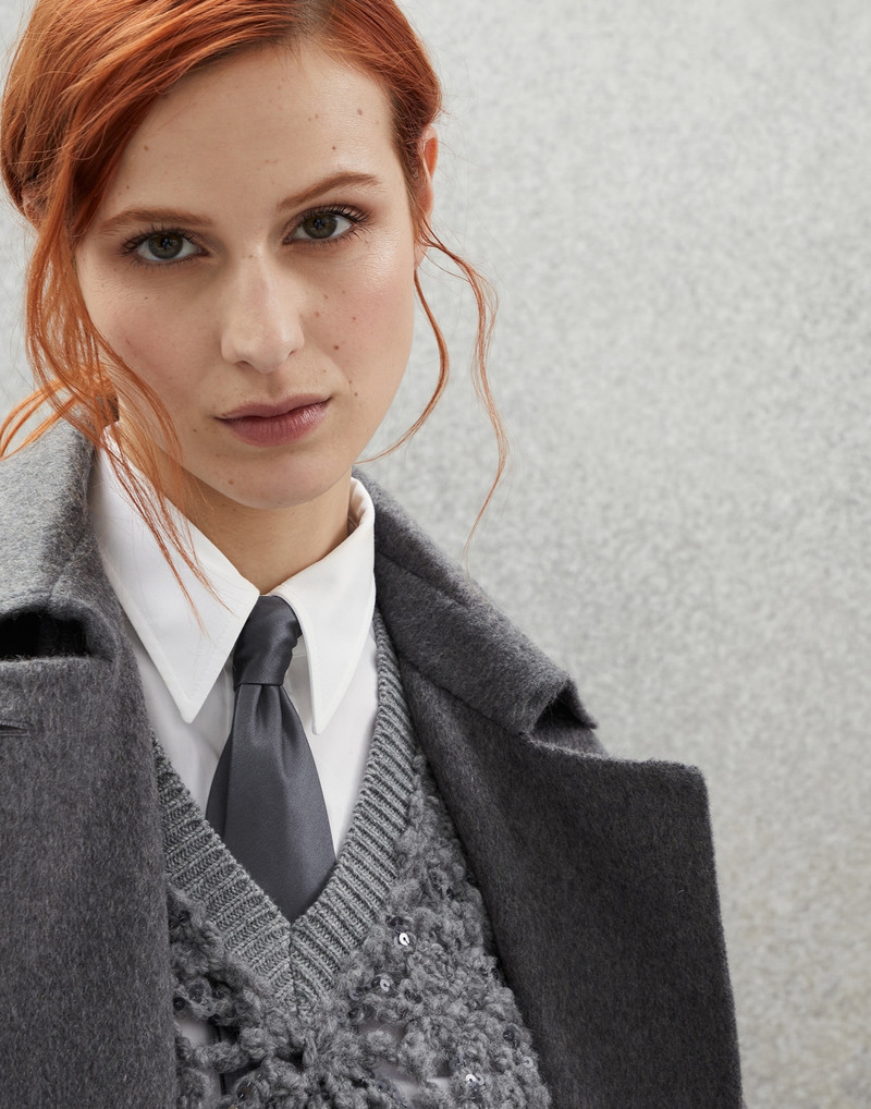 Stretch silk satin tie with monili 3