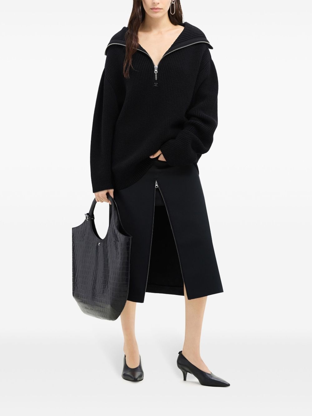 ribbed wool hooded sweater - 3