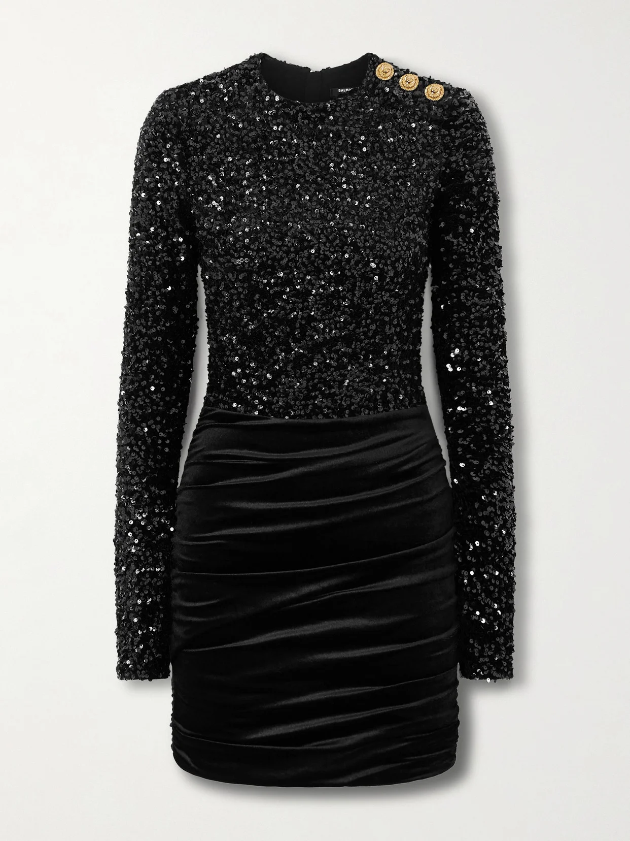 Sequined Velvet Mini Dress - 1