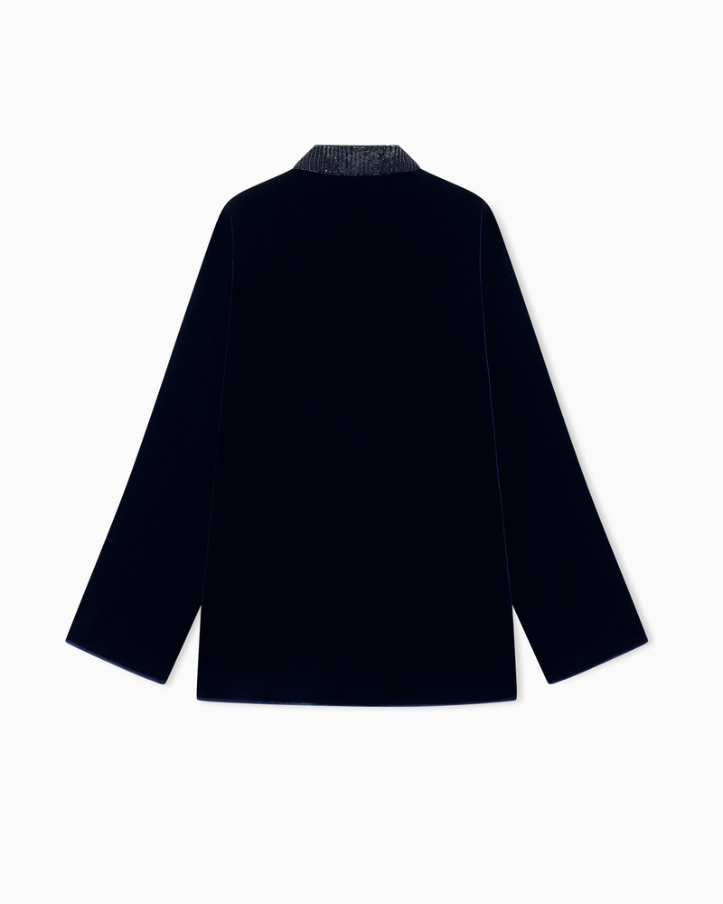 EMBROIDERED SHIRT WITH BEADED PIPING AND SCALLOPED EDGE 3