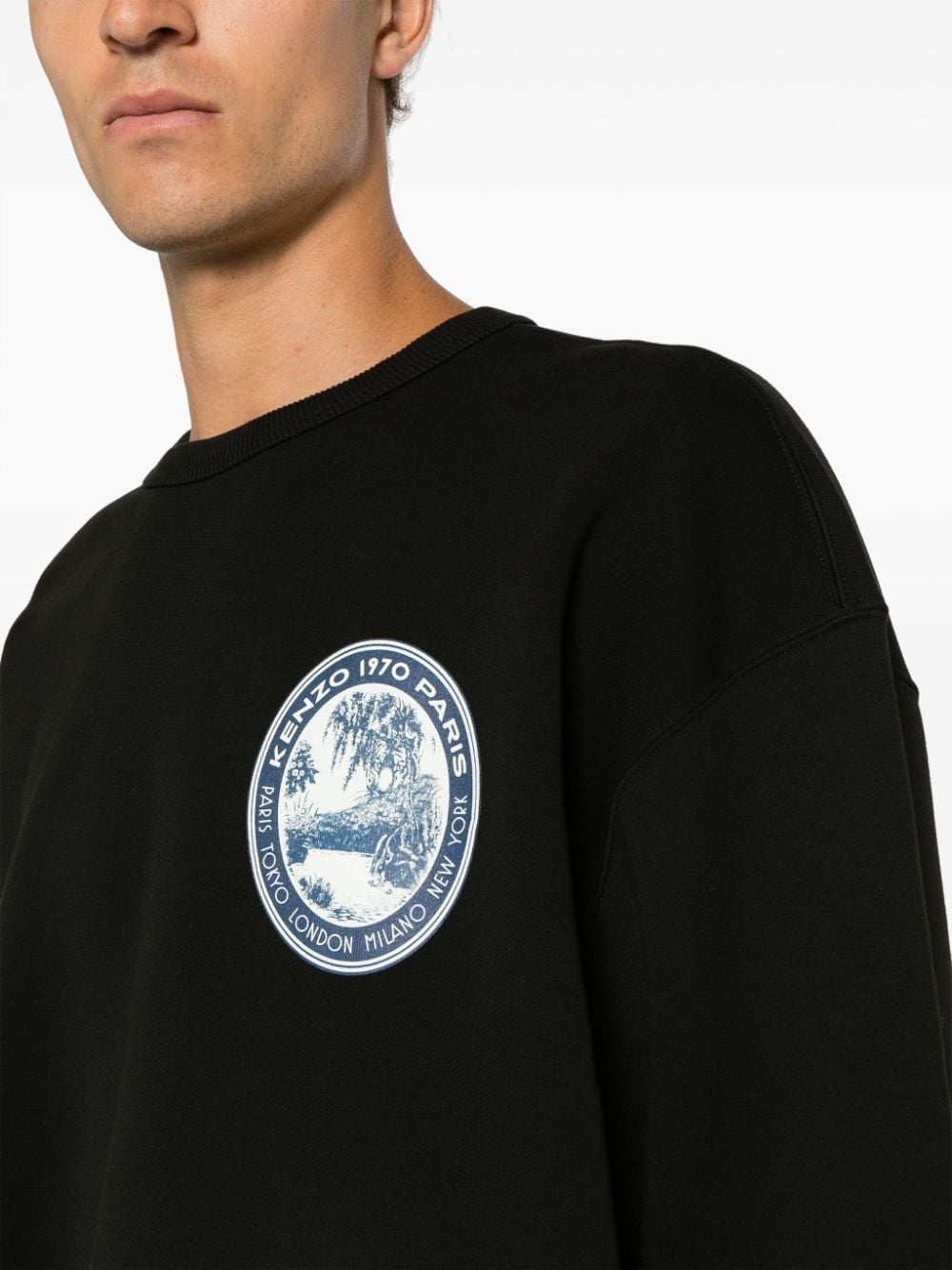 logo-patch cotton sweatshirt - 5