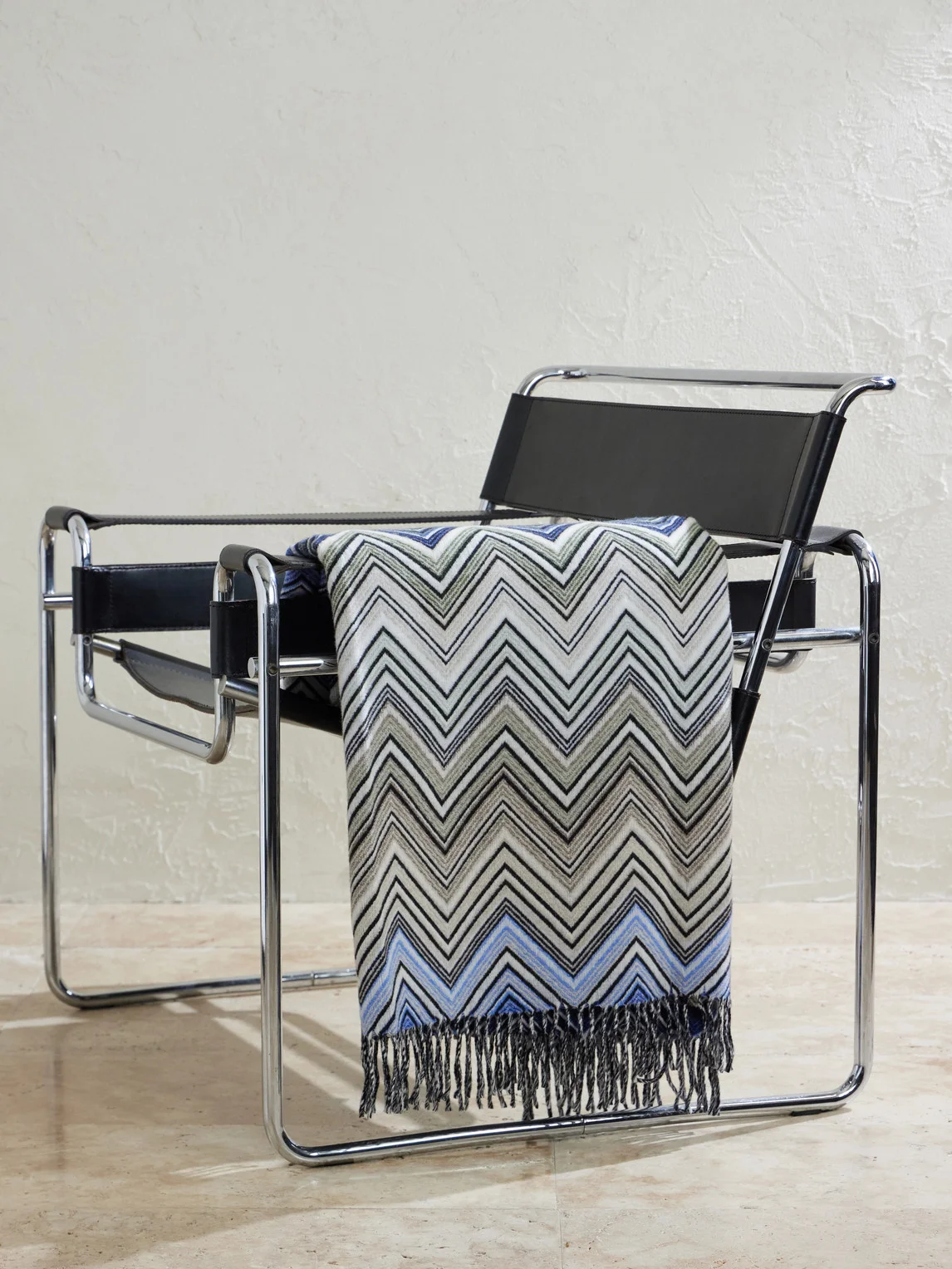 Fringed Striped Wool-Blend Throw - 1