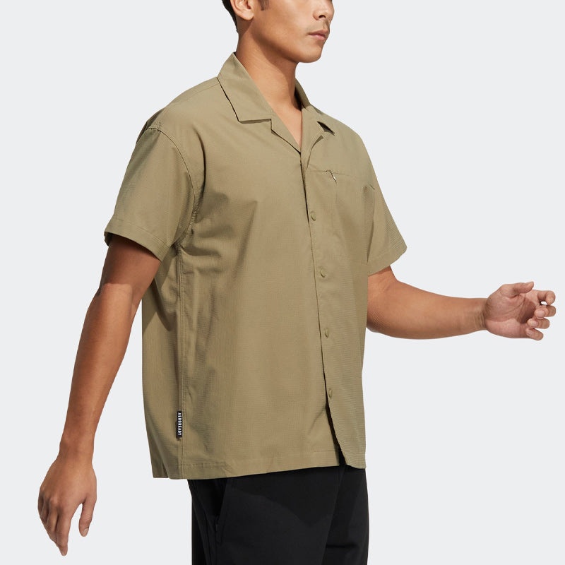 adidas originals Solid Color Sports Short Sleeve Shirt Khaki HD0028 - 4