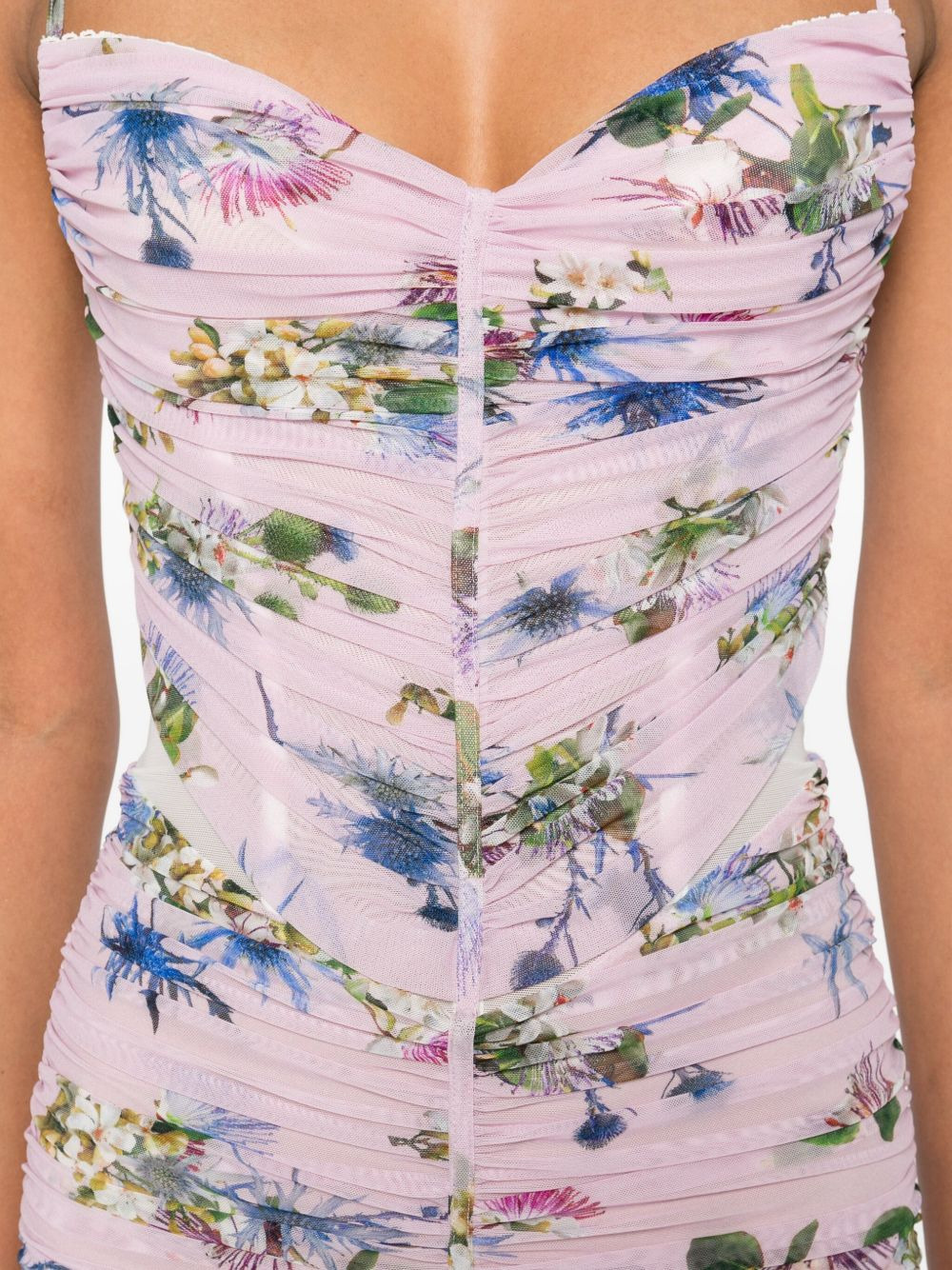 floral-print ruched midi day dress - 5