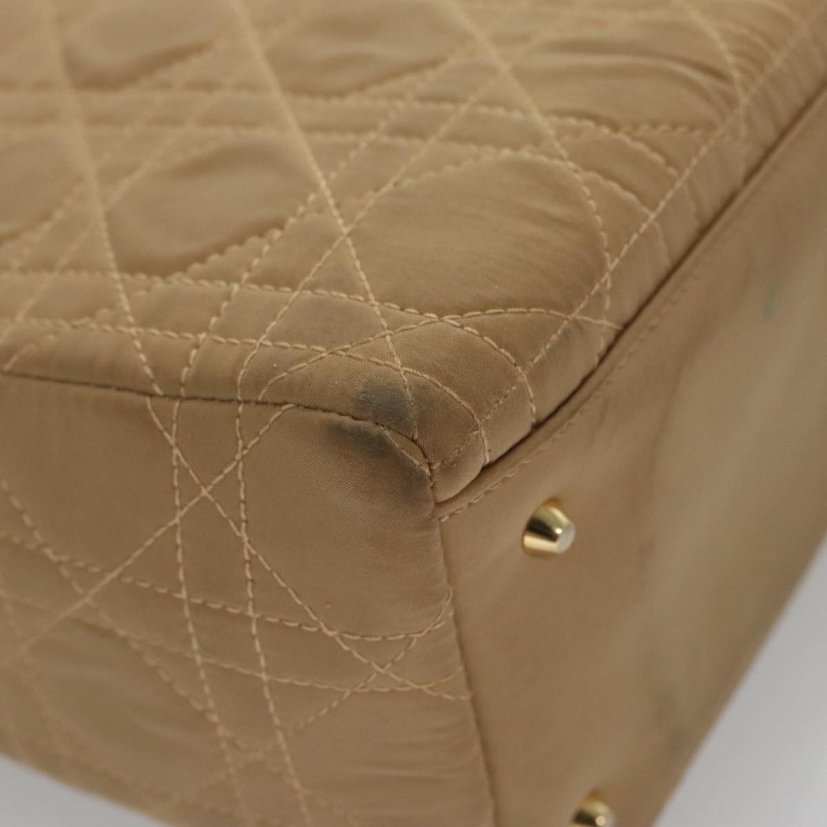 DIOR Canage Hand Bag Nylon Beige Gold - 12