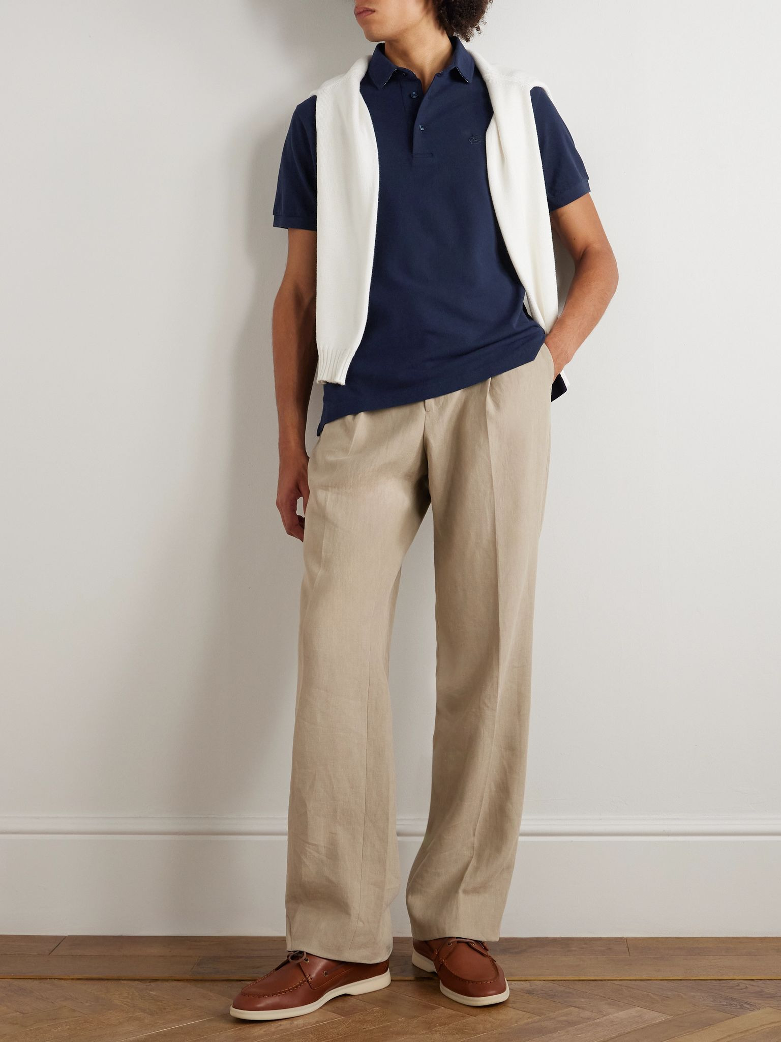 Logo-Embroidered Cotton-Piqué Polo Shirt Blue - 2