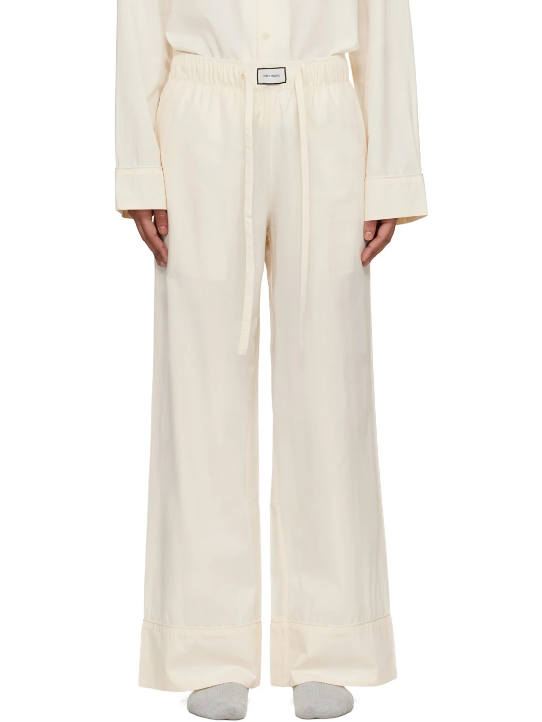 Off-White Pajama Lounge Pants - 1