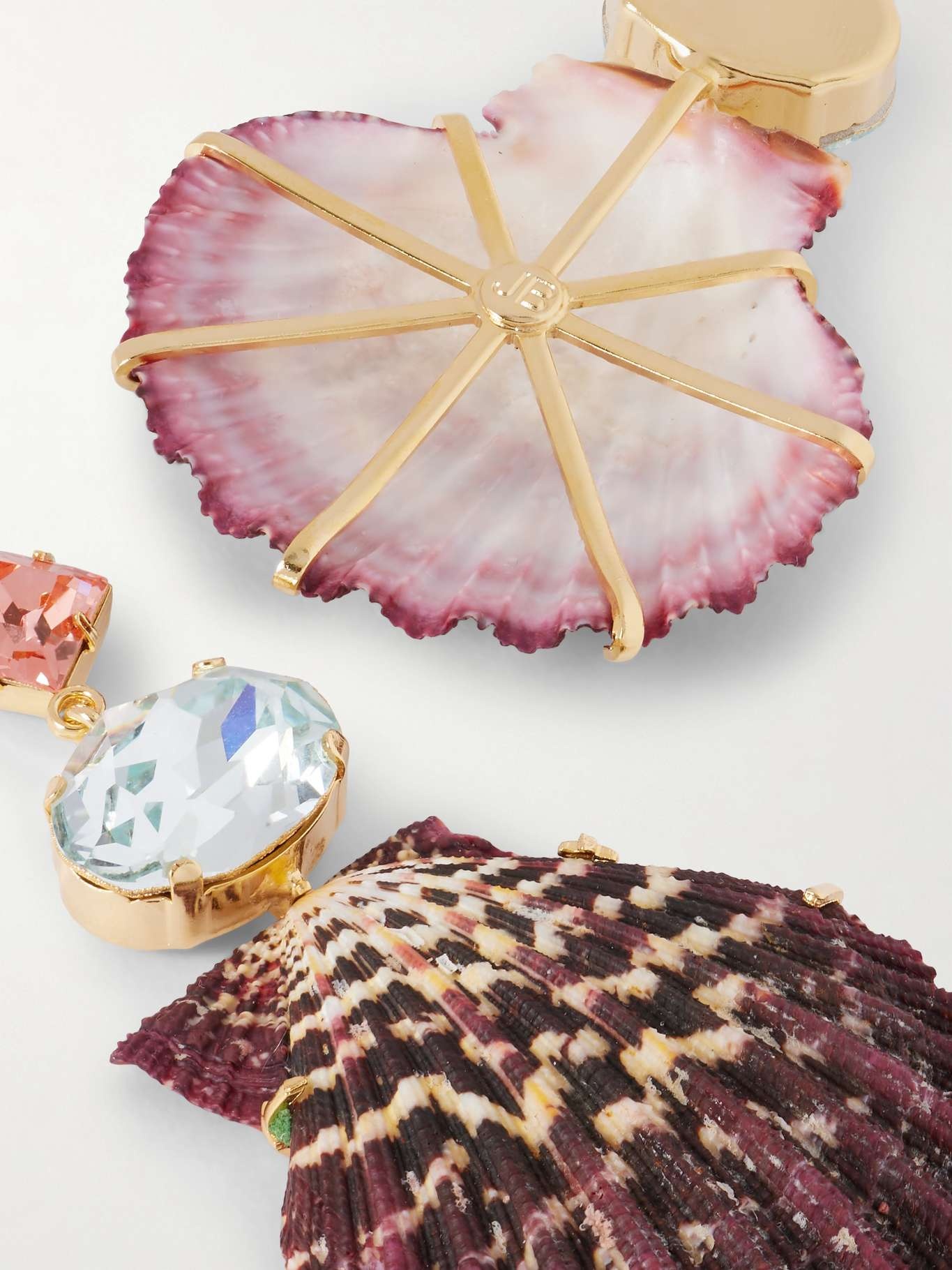 Aegean gold-plated, shell and crystal earrings Red - 3