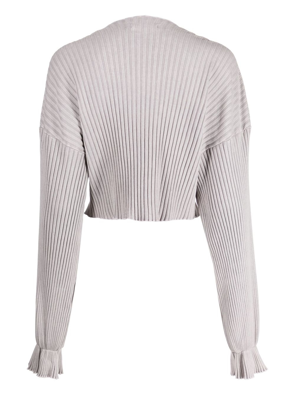 bell-sleeve ribbed-knit crop top - 2