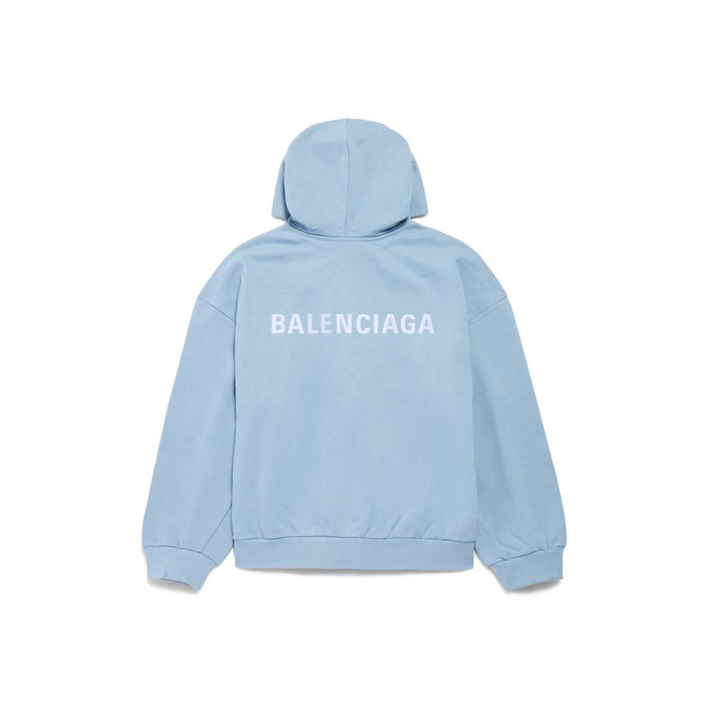 BALENCIAGA Men's Balenciaga Back Zip-up Hoodie Regular Fit in Light Blue/white outlook