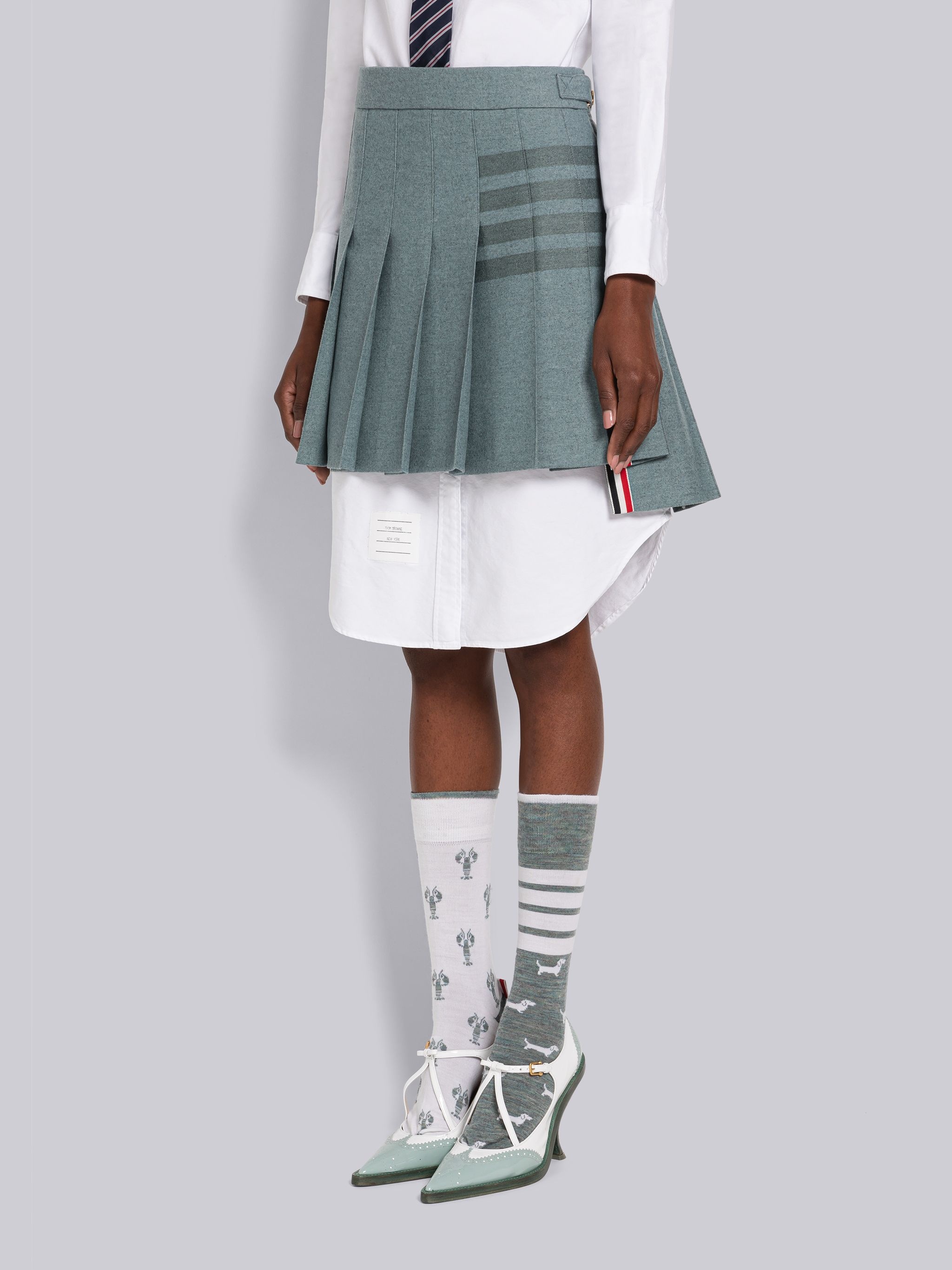 Flannel 4-Bar Pleated Mini Skirt - 2