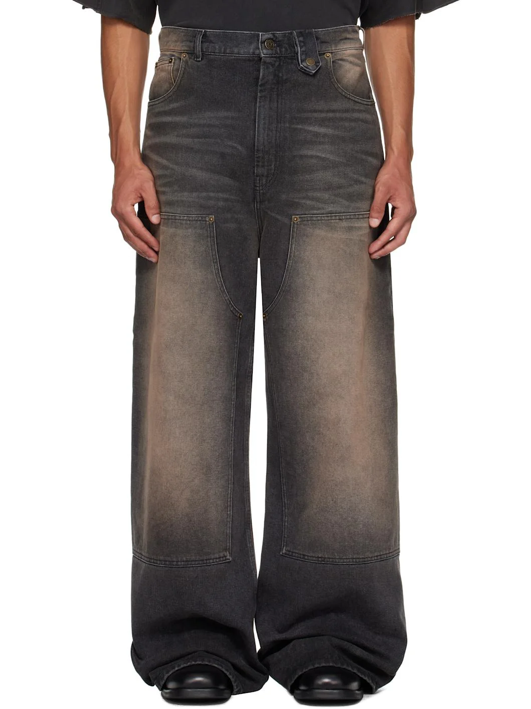 Black & Brown Baggy Jeans - 1