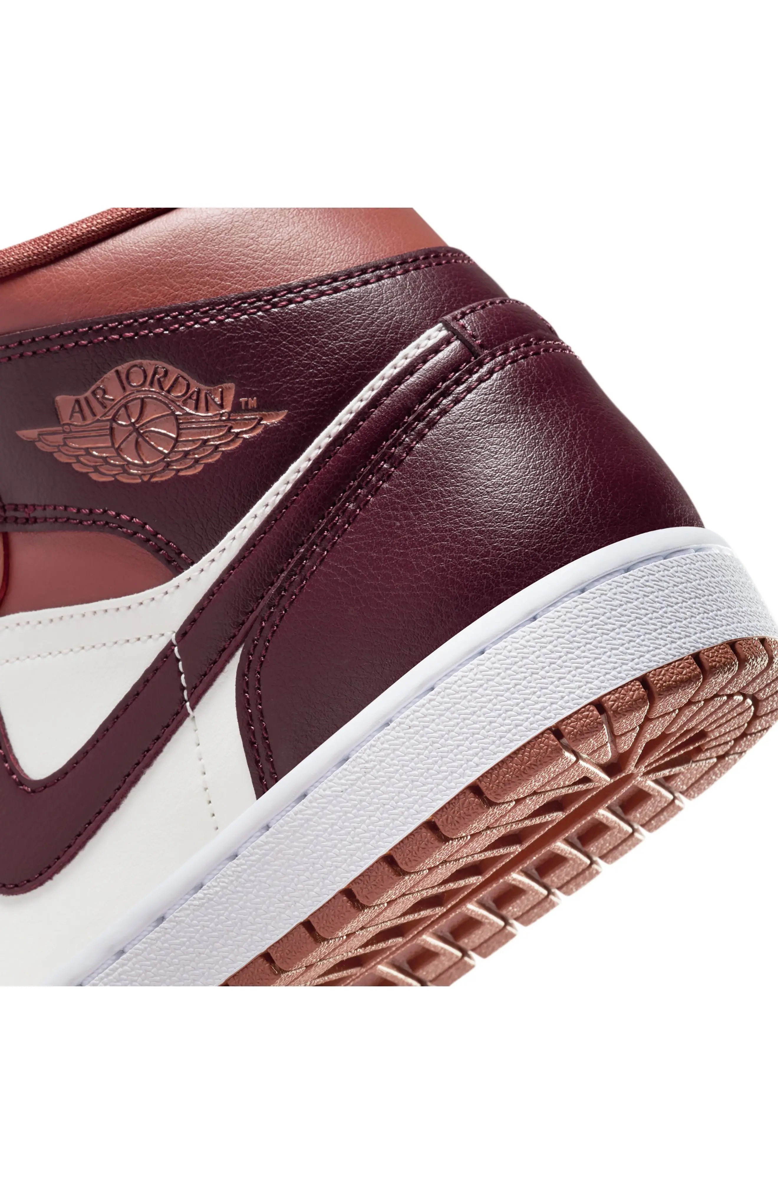 Air Jordan 1 Mid Sneaker in Dusty Peach/Night Maroon - 7