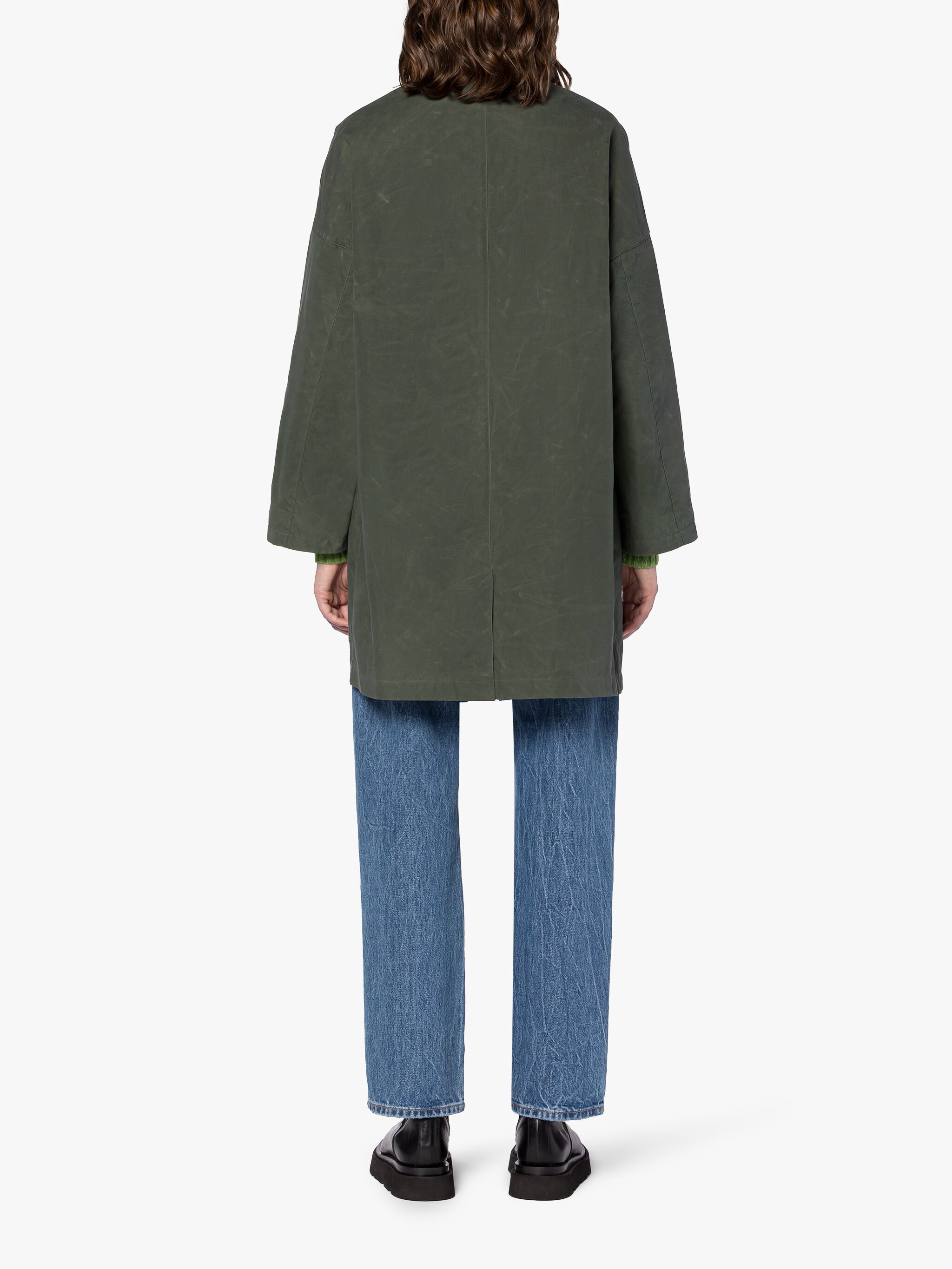 HUMBIE GREEN WAXED COTTON OVERCOAT - 4