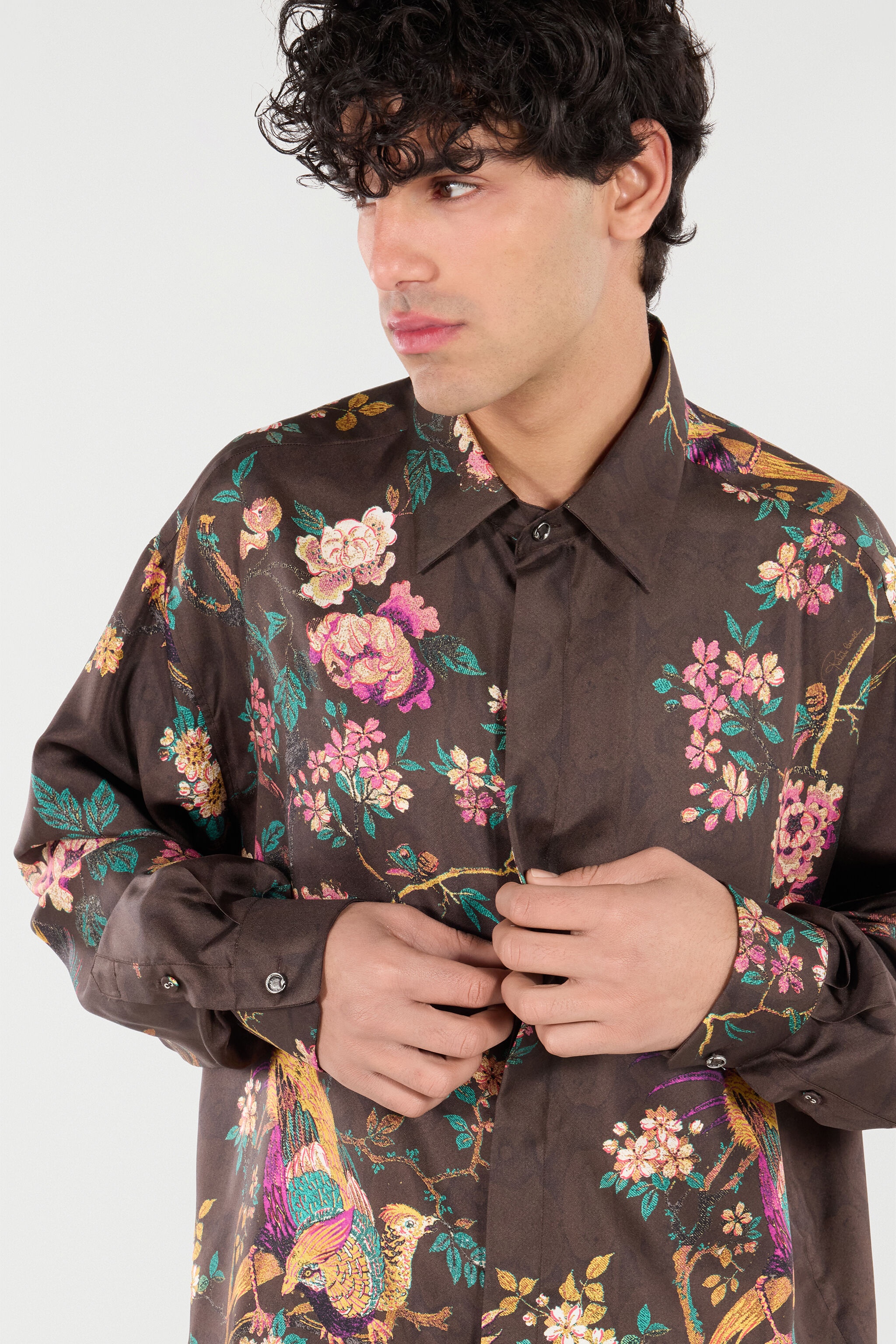 Silk Shirt With Oriental Bird Print - 6
