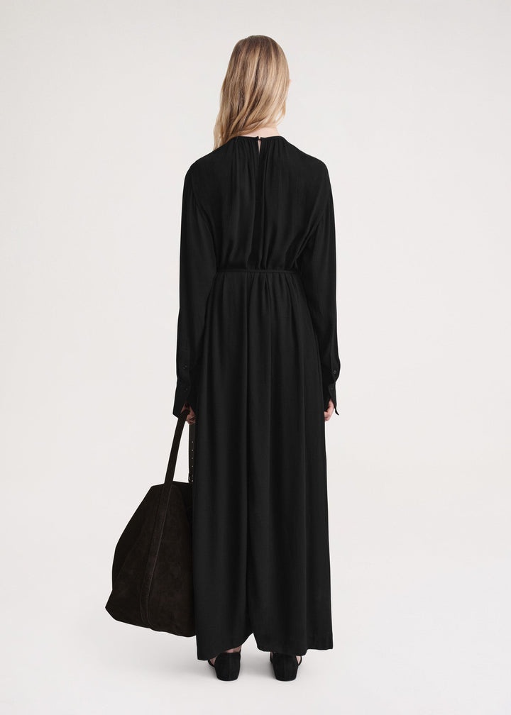 Gathered-neck crepe dress black - 4