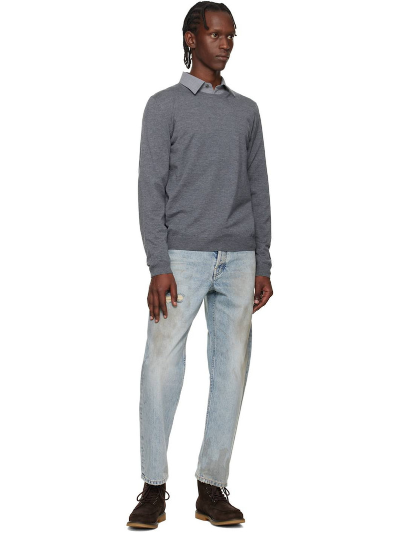 BOSS Gray Slim-Fit Merino-Wool Sweater outlook