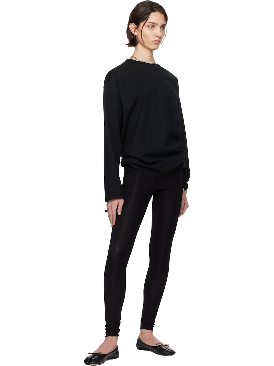 SSENSE Exclusive Black Tabi Stretch Ballerina Flats - 6