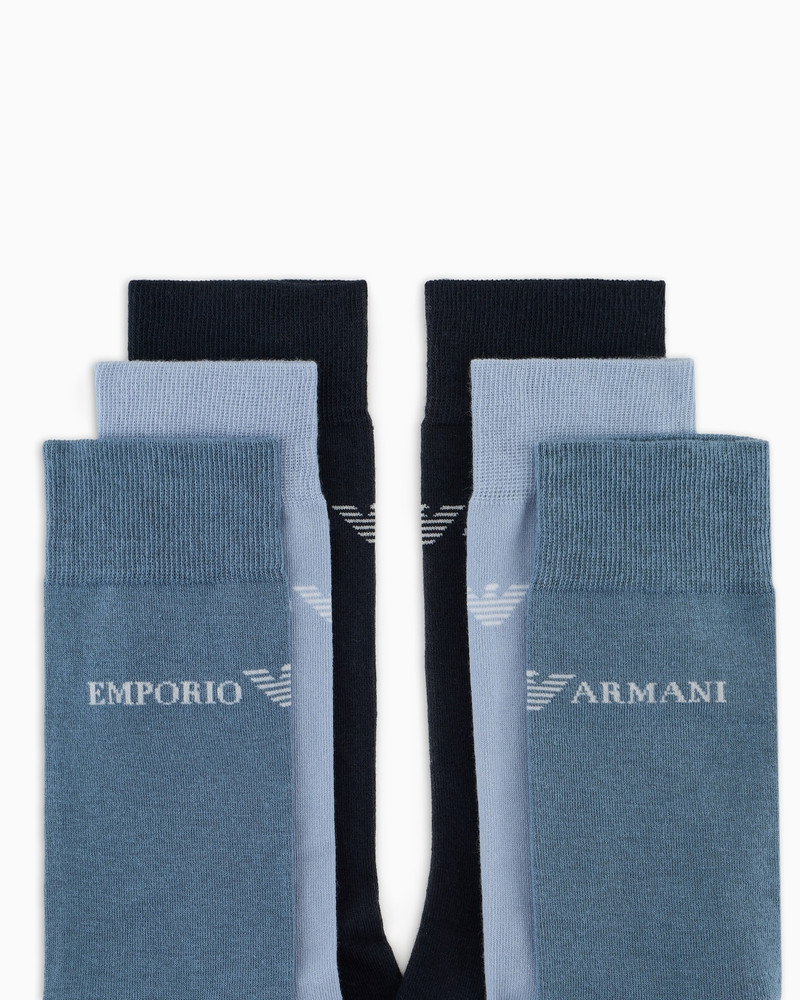 EMPORIO ARMANI THREE-PACK OF SOCKS WITH JACQUARD EMPORIO ARMANI LOGO outlook