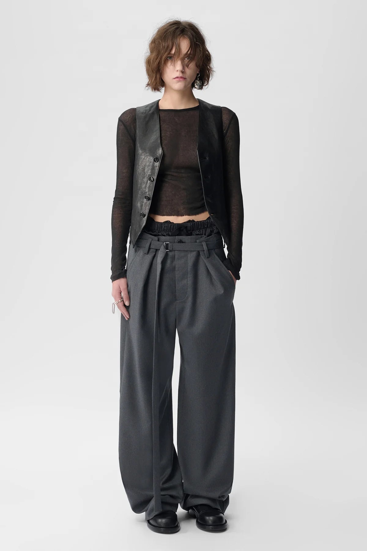 ANN DEMEULEMEESTER Women Oke Wrinkled Cropped Long Sleeve Top - 4