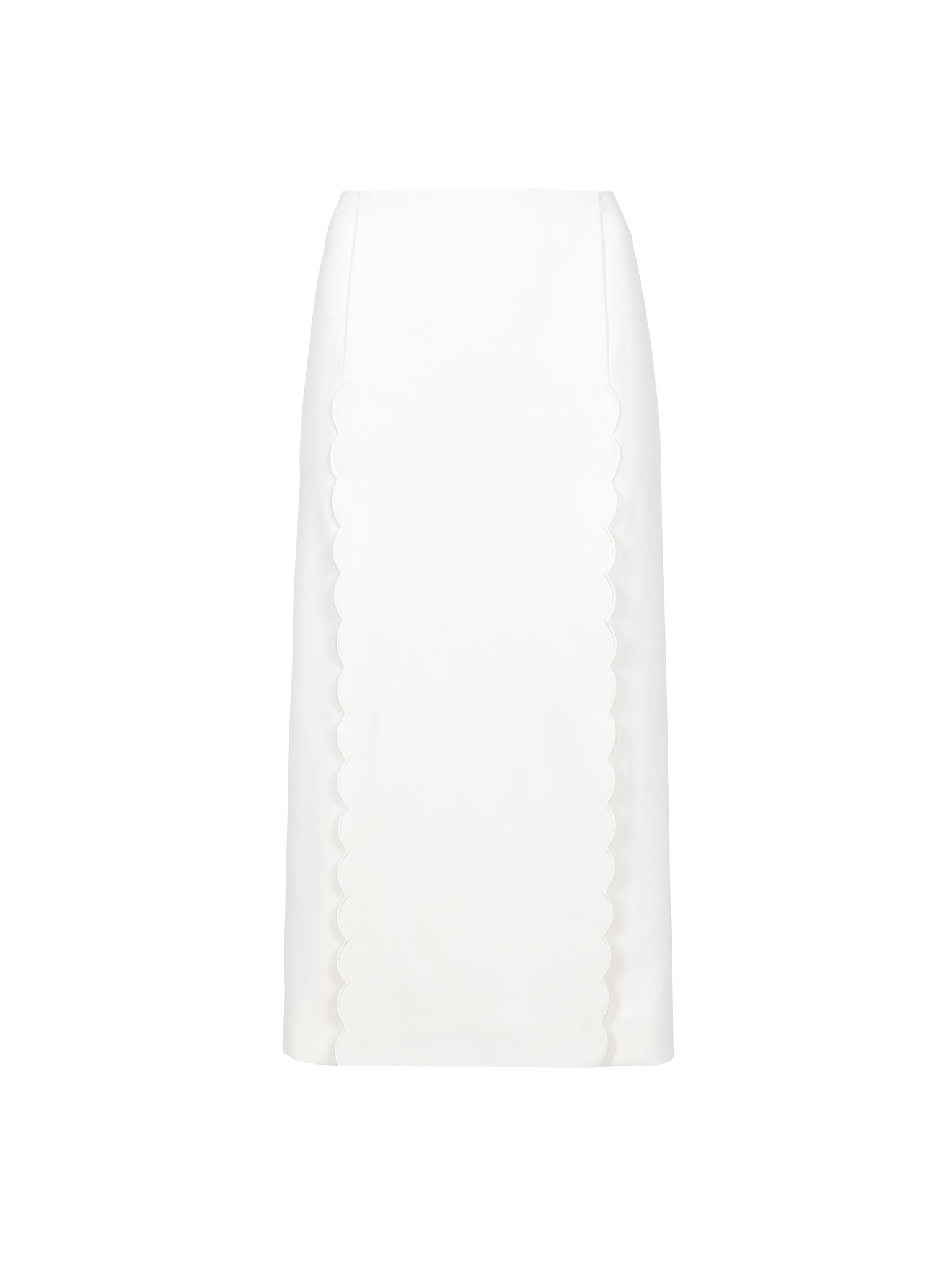 SCALLOP EMBROIDERED COLUMN SKIRT IN FLUID VISCOSE - 1