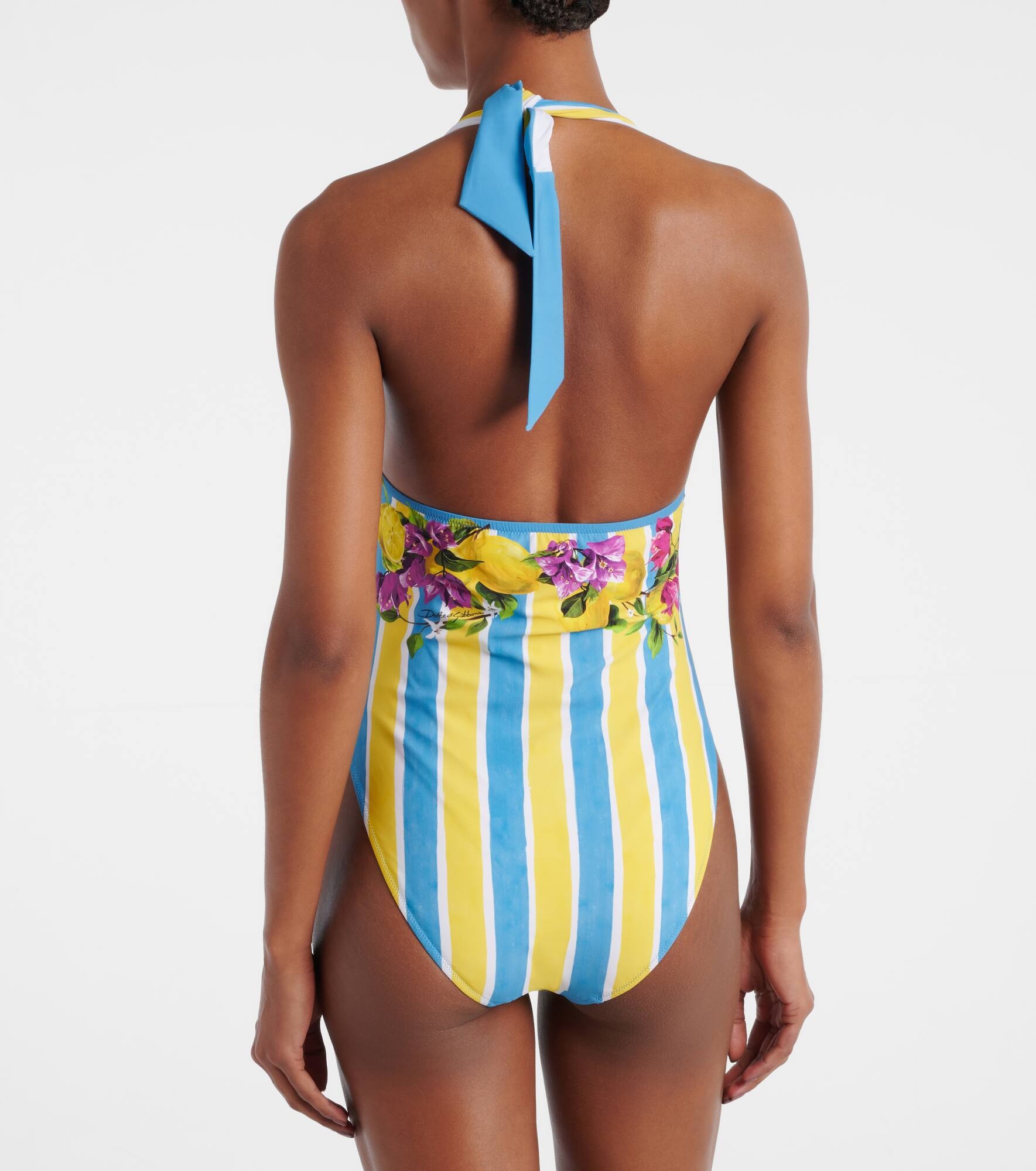 Printed halterneck swimsuit - 3
