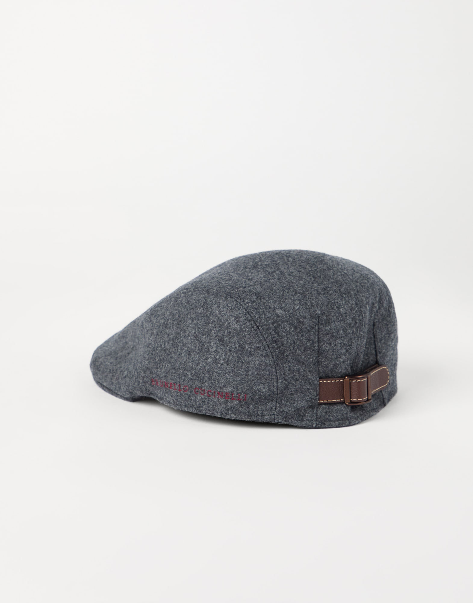 Virgin wool flannel flat cap with embroidery - 2