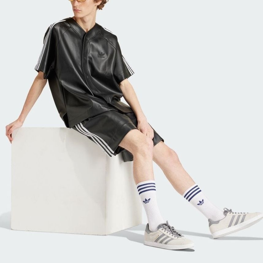 adidas Faux Leather Adicolor 3-Stripes Shorts Asia Sizing 'Black' IZ4043 - 2