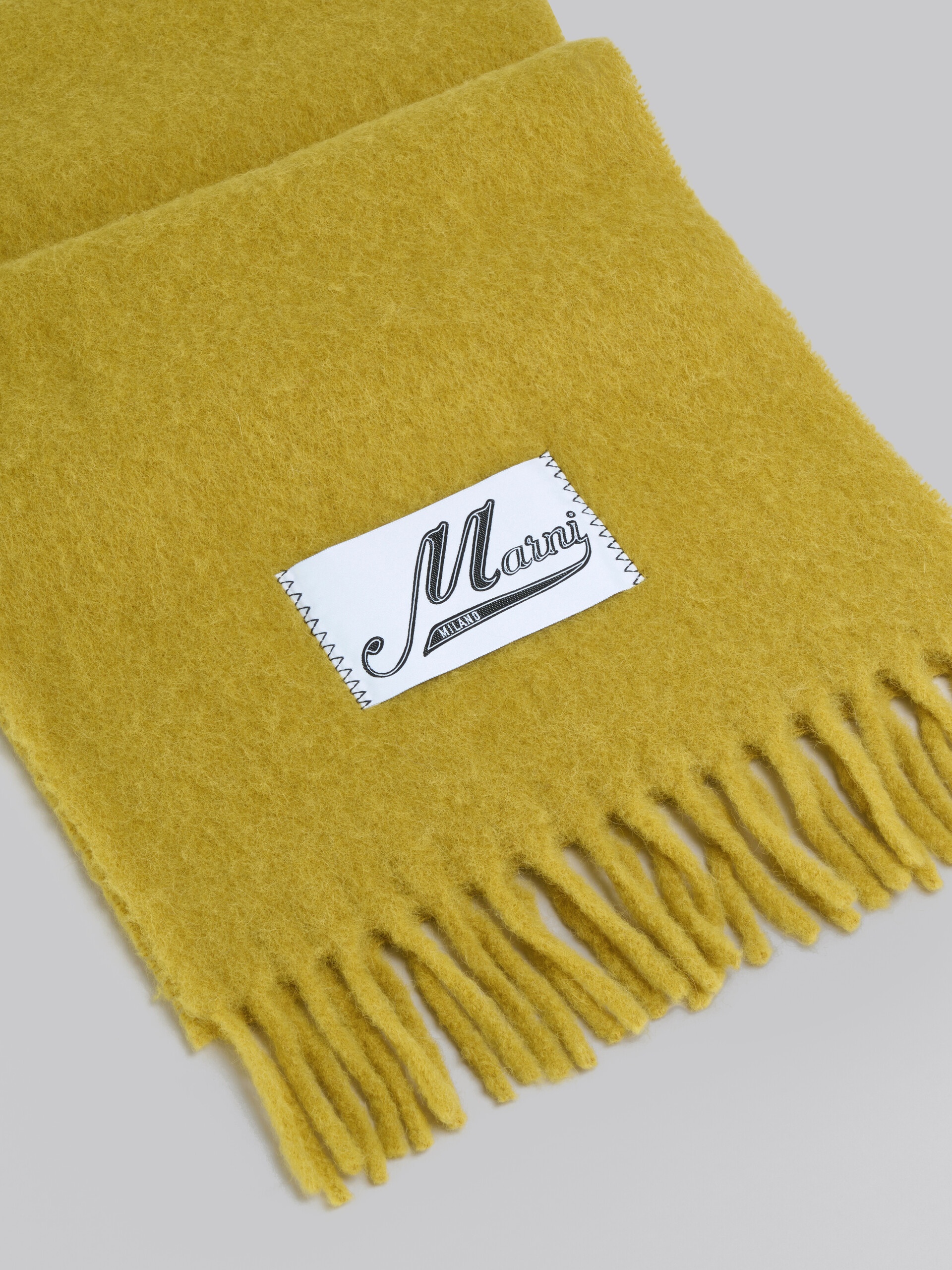 YELLOW BRUSHED ALPACA SCARF WITH FRINGES - 3