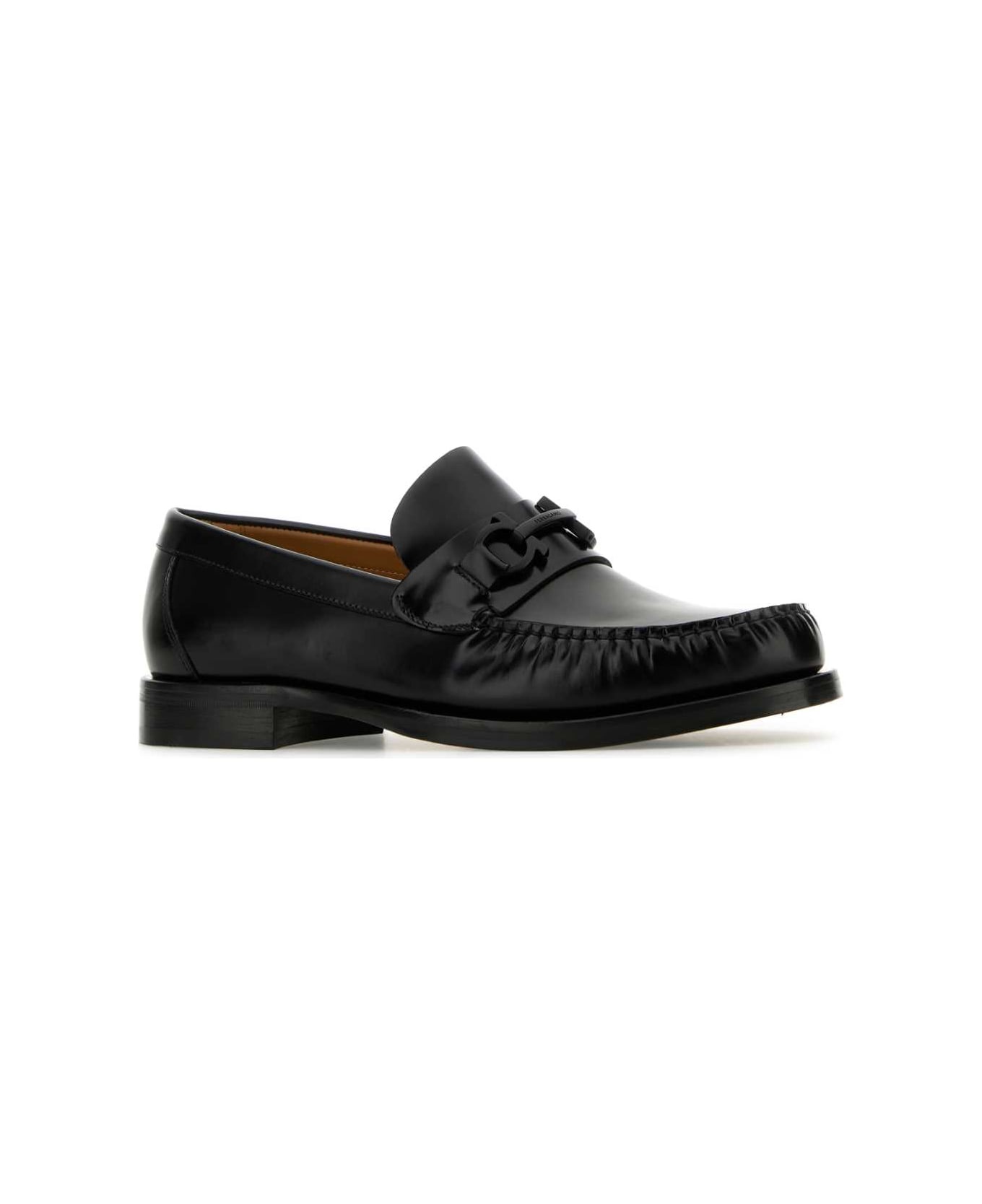 Black Leather Fort Loafers - 2