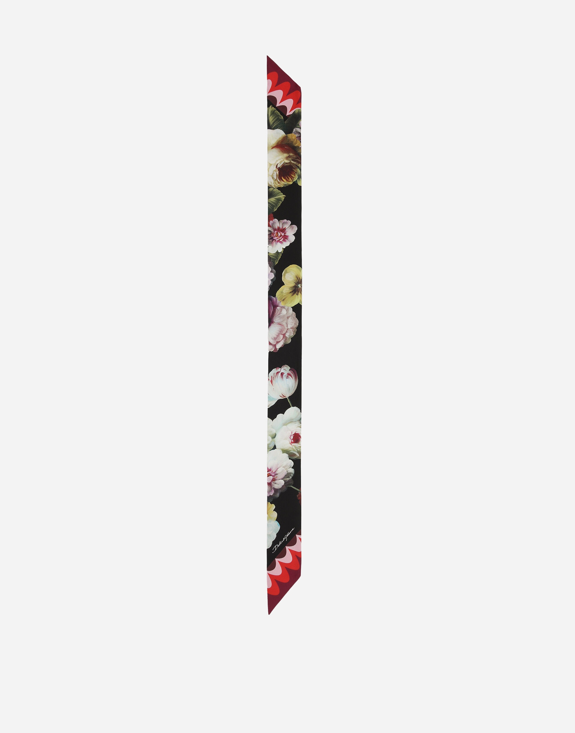 Silk twill headscarf with nocturnal flower print (6 x 100) - 1