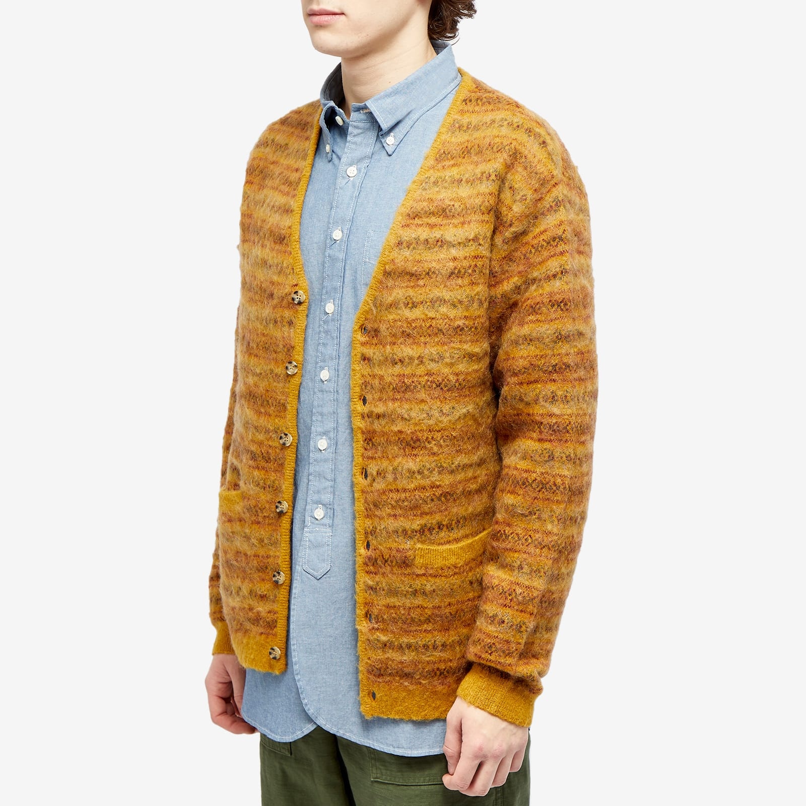 Beams Plus Fairisle Jacquard Mohair Cardigan - 2