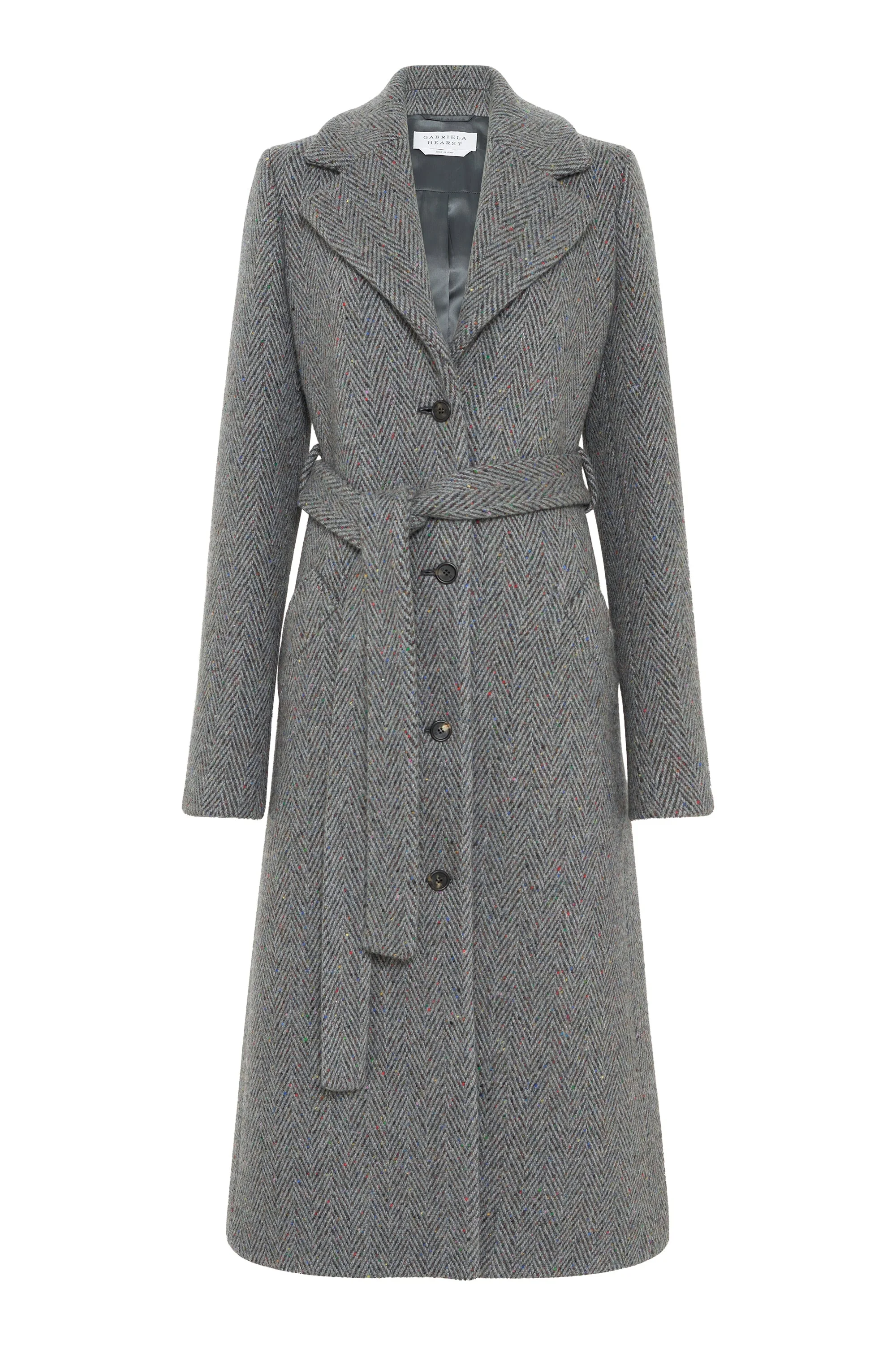 William Coat in Charcoal Multi Cashmere Wool Herringbone - 1