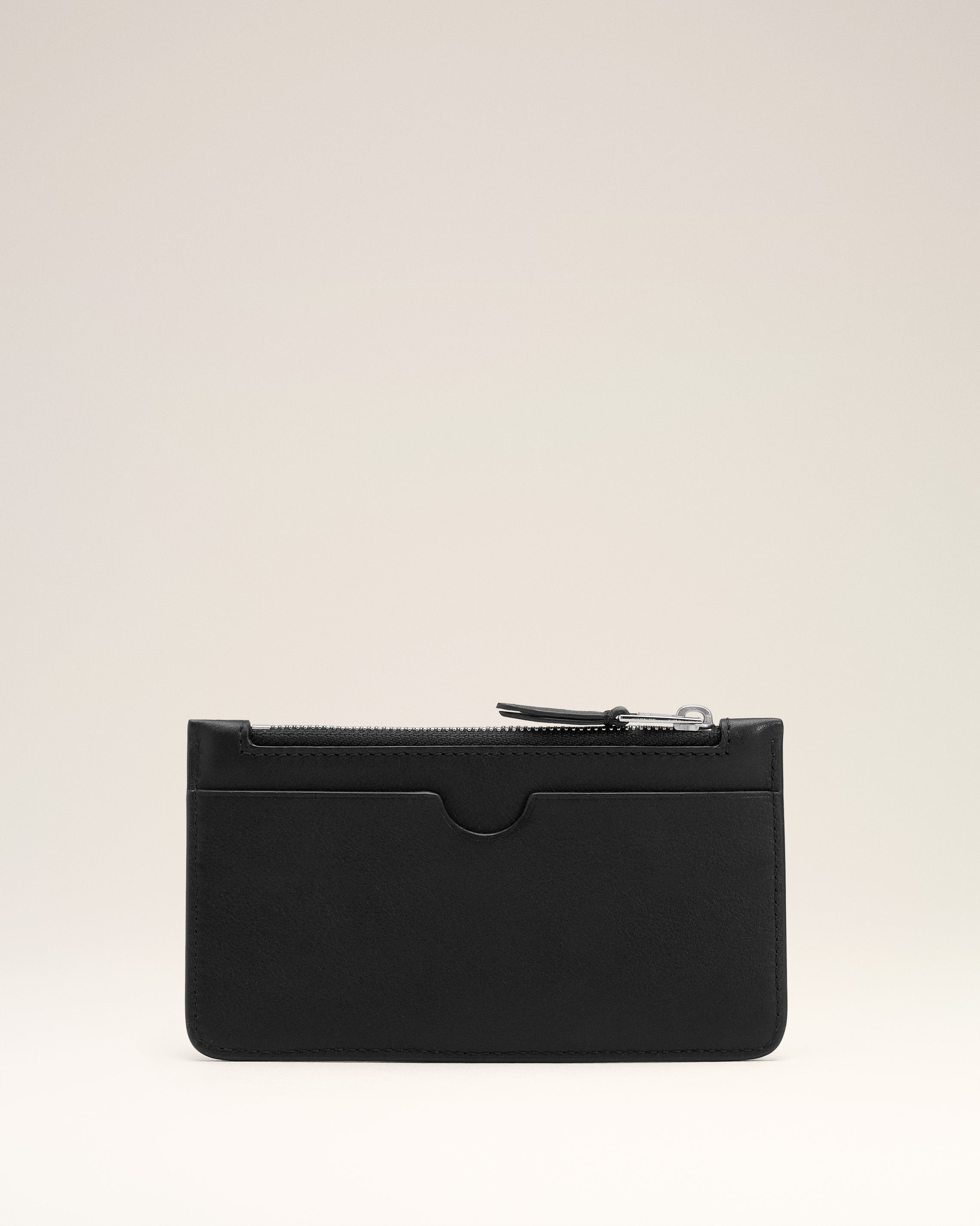 BLACK SMOOTH LEATHER AMI DE COEUR ZIPPED CARD HOLDER - 2