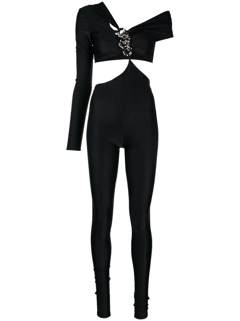 logo-chain one-shoulder jumpsuit 1