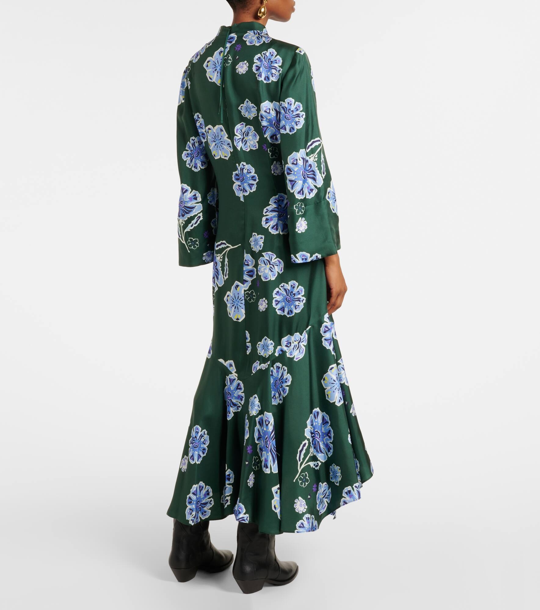 Big Garden floral silk twill midi dress - 3