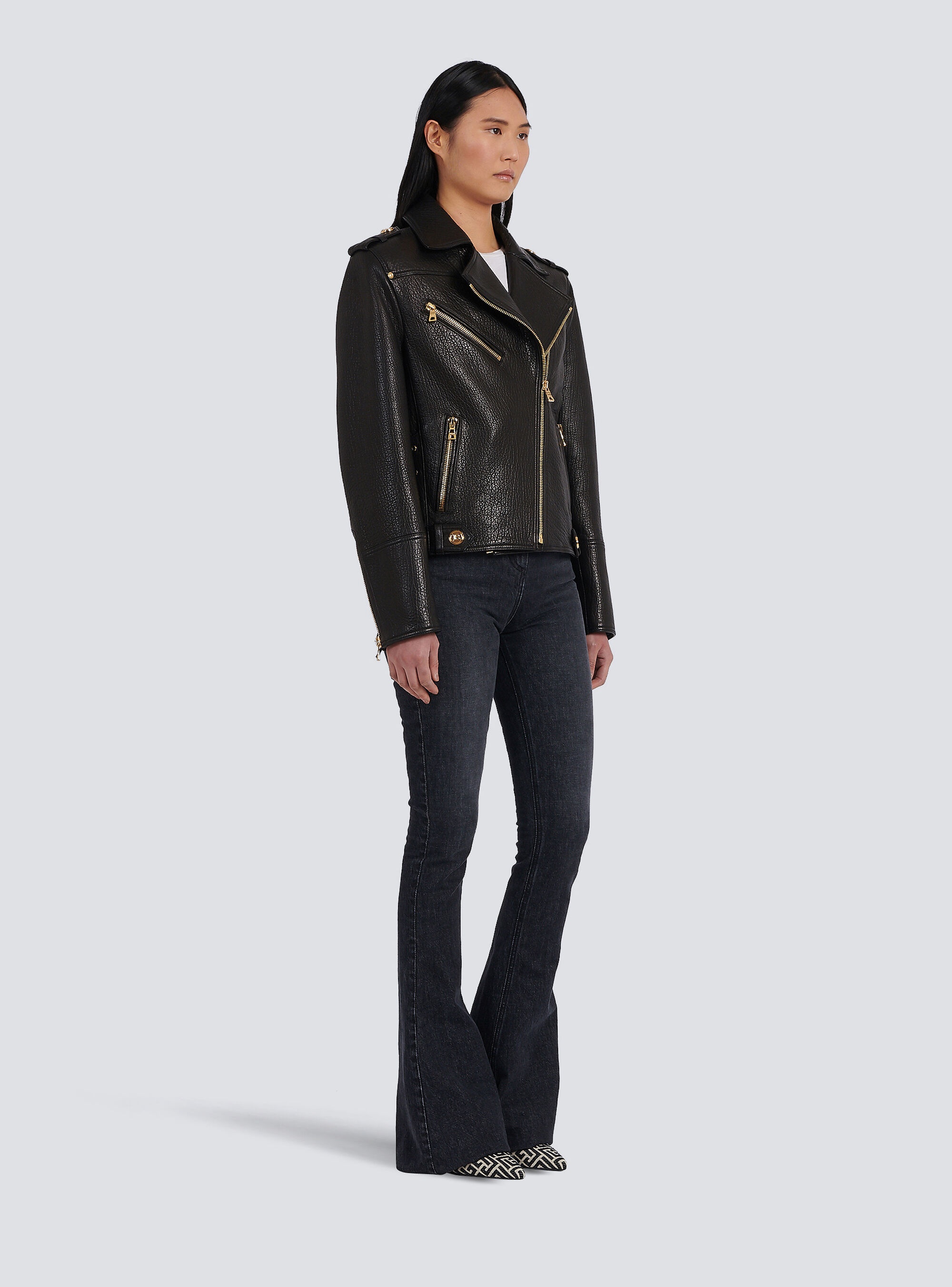 Leather lace-up jacket - 5