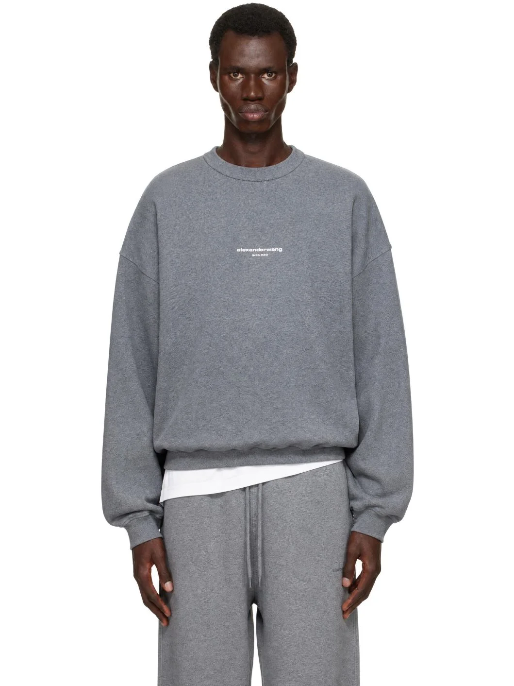 Gray Oversized Logo Print Sweatshirt - 1